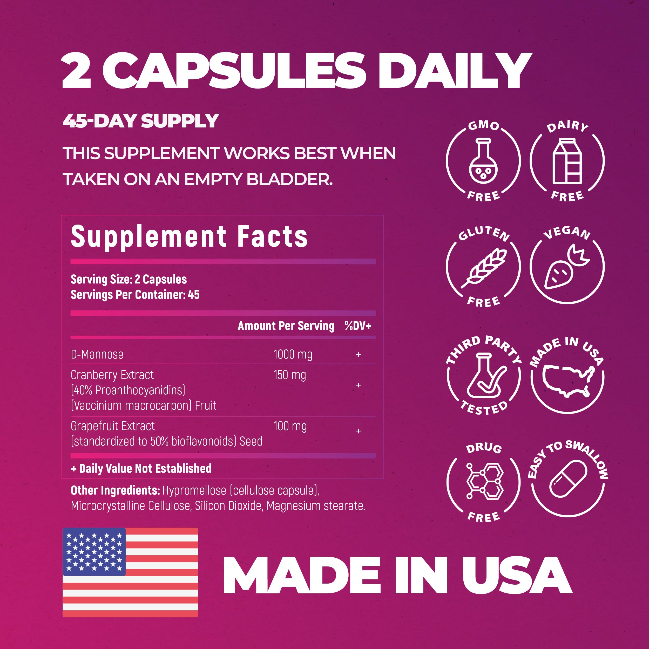 Natural Pick Cranberry D-Mannose Capsules ingredients list
