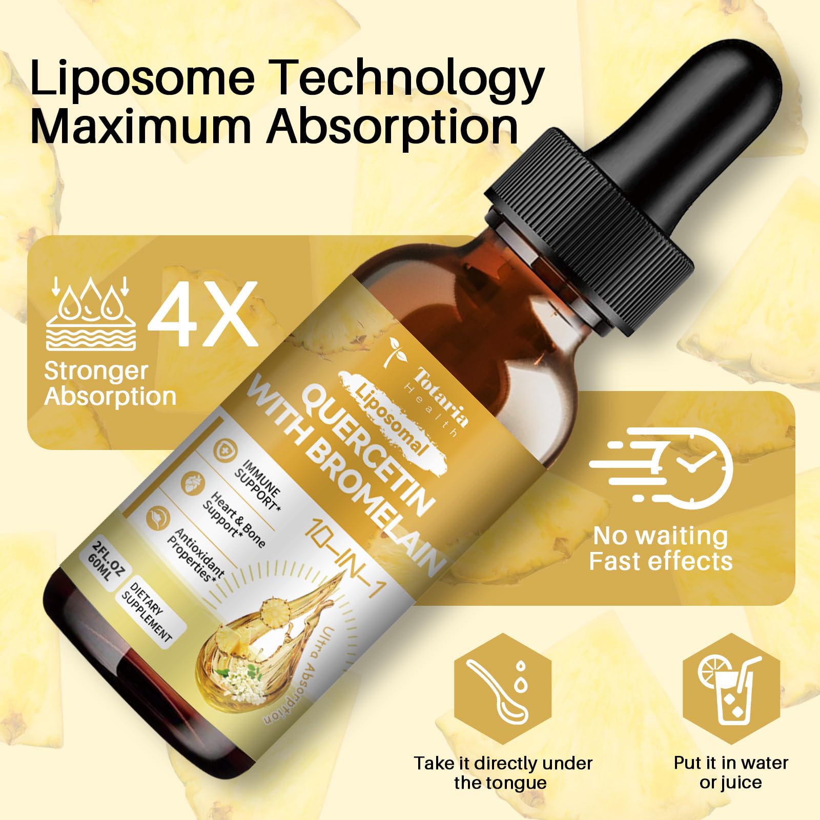 Natural pineapple extract flavour of Totaria Quercetin with Bromelain