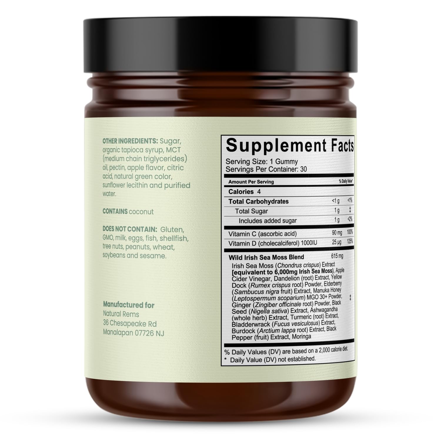 Natural Rems Sea Moss Gummies with fresh apples