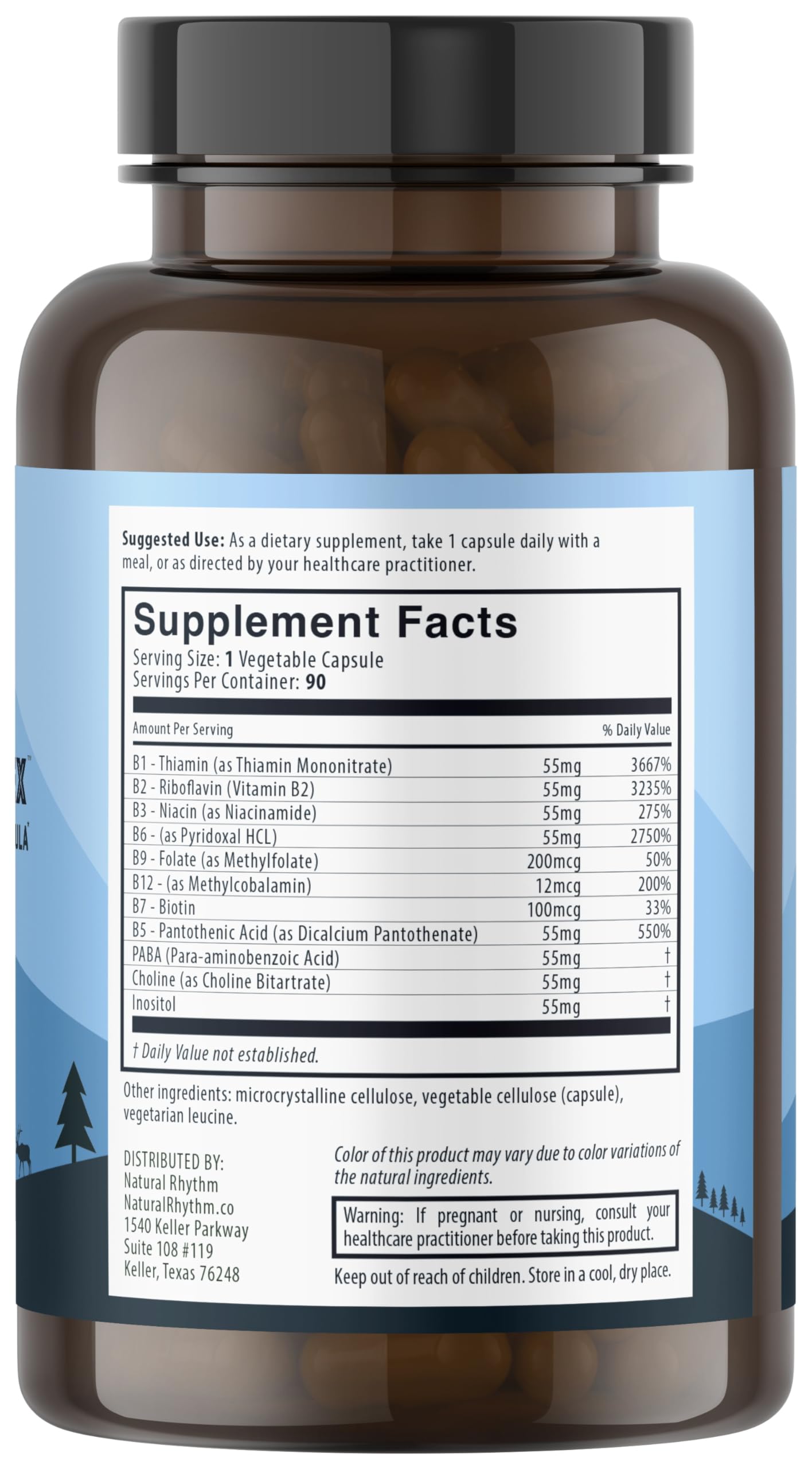 Natural Rhythm B-CALMplex B-Complex Vitamin Supplement capsule close-up