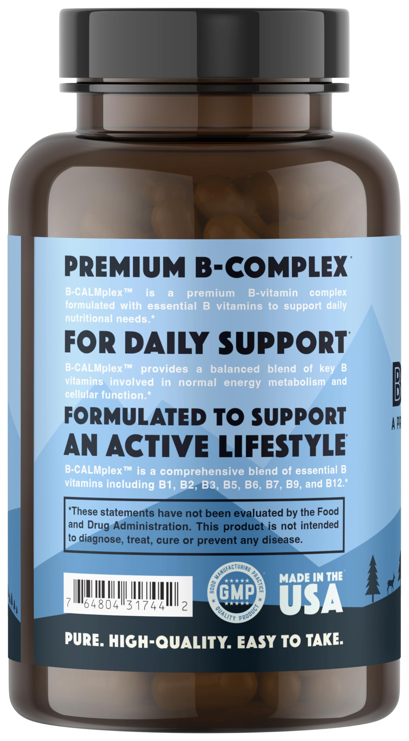Natural Rhythm B-CALMplex B-Complex Vitamin Supplement side view