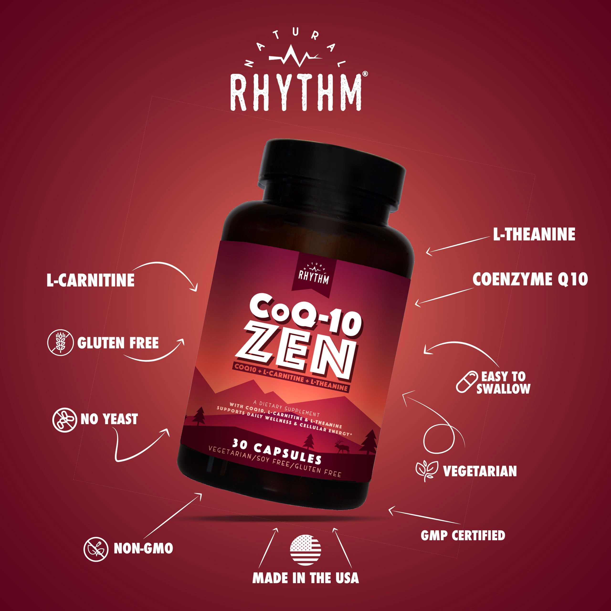 Natural Rhythm CoQ10 Supplement side view with label