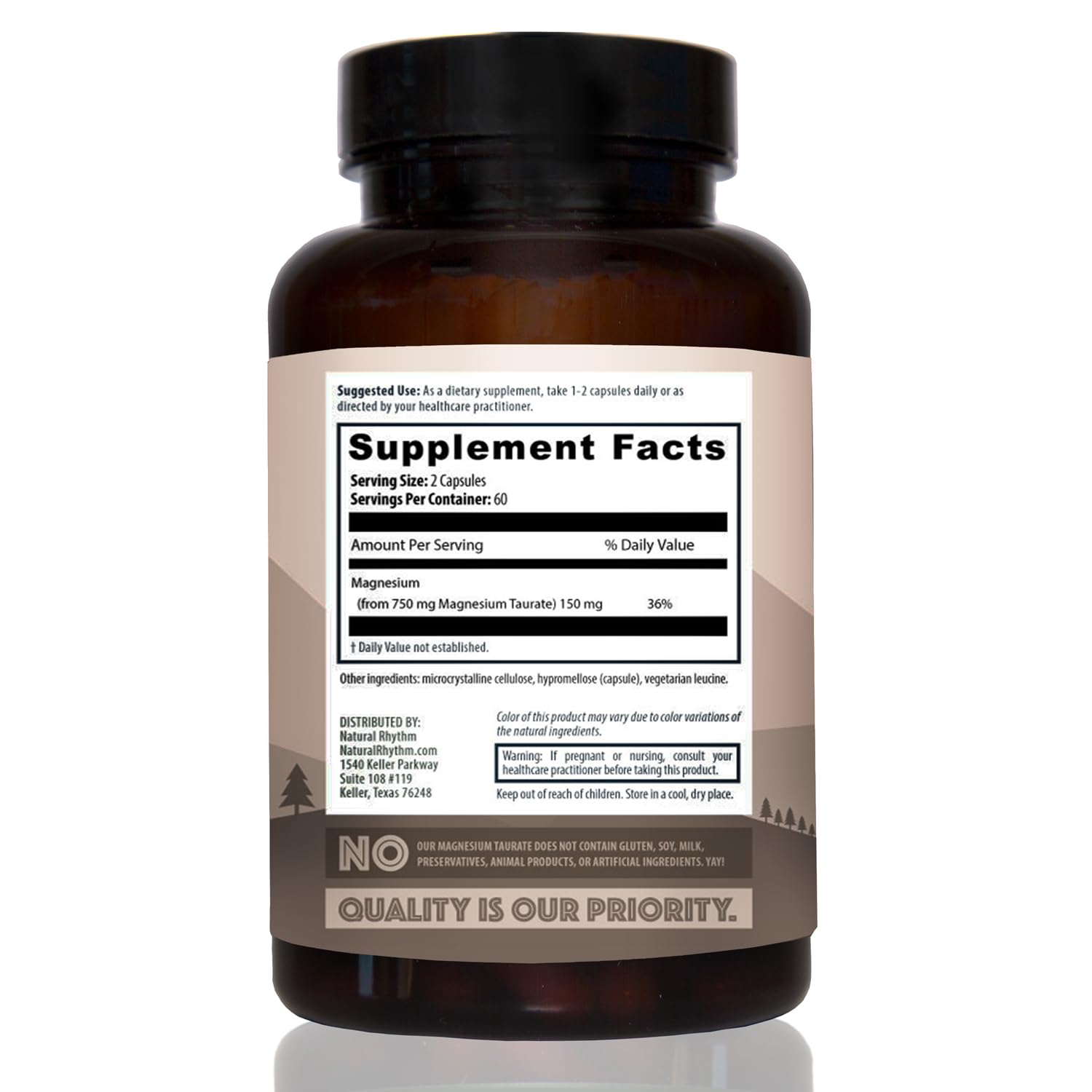 Natural Rhythm Magnesium Taurate capsules open bottle