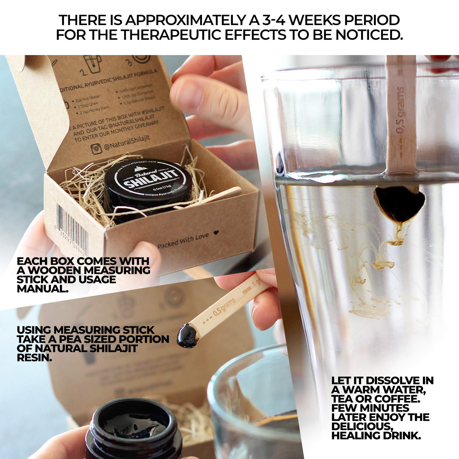 NATURAL SHILAJIT Pure Shilajit Resin on a wooden table