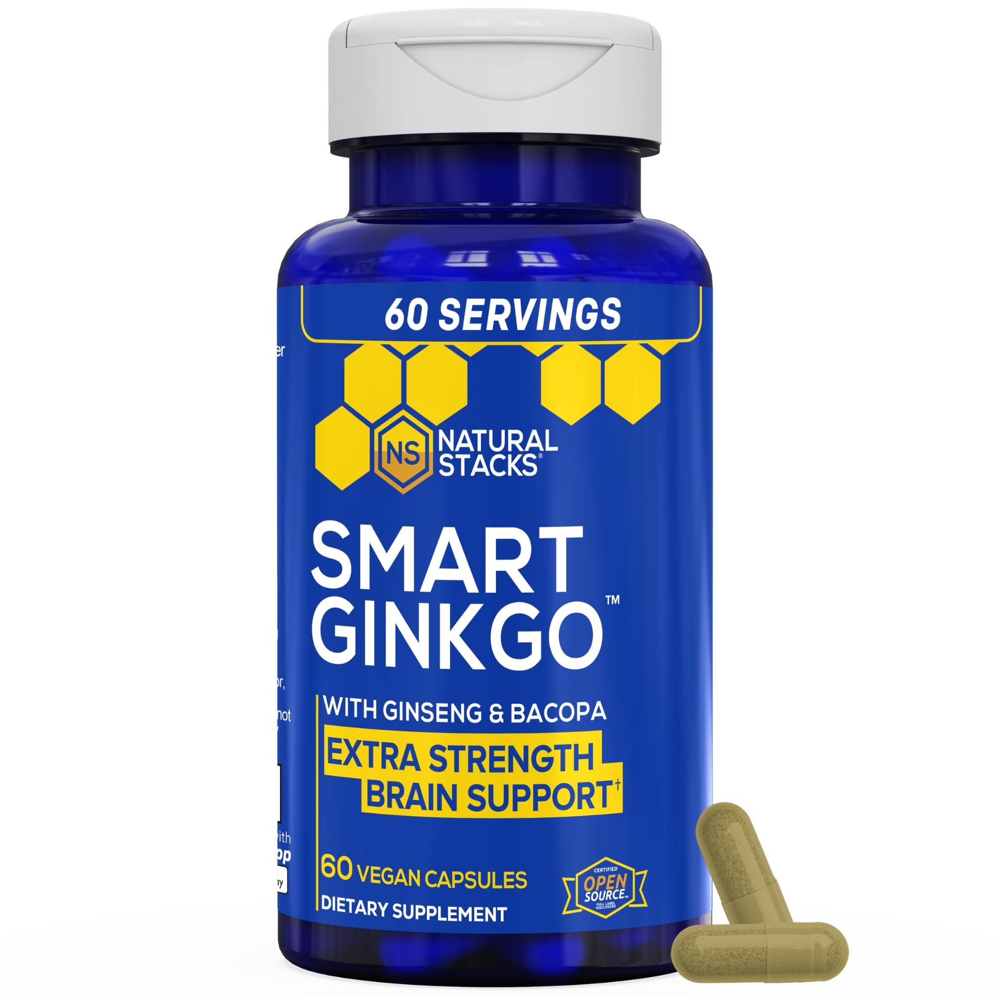 NATURAL STACKS Ginkgo+ Brain Support Supplement front view