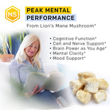 NATURAL STACKS Lion’s Mane+ product packaging and capsules