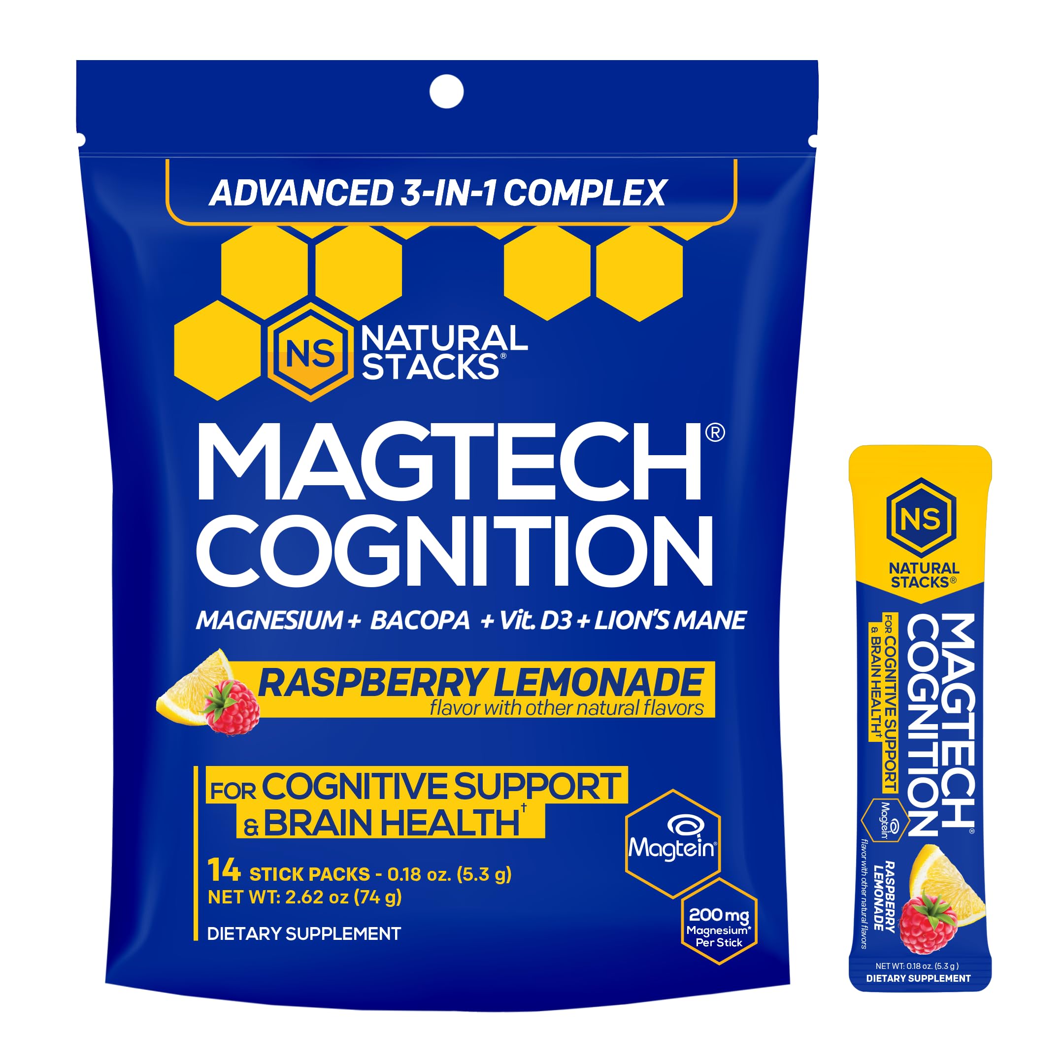 NATURAL STACKS MagTech Cognition magnesium supplement front view