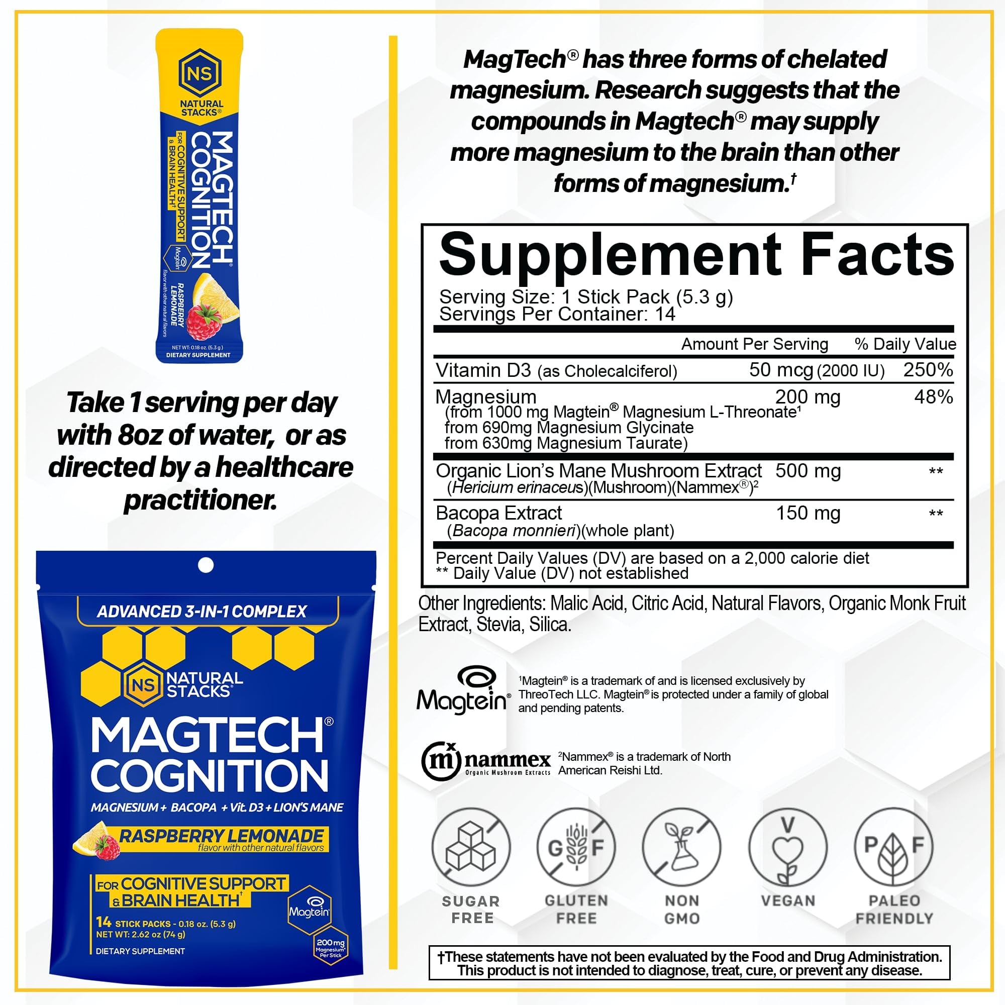 NATURAL STACKS MagTech Cognition magnesium supplement side view