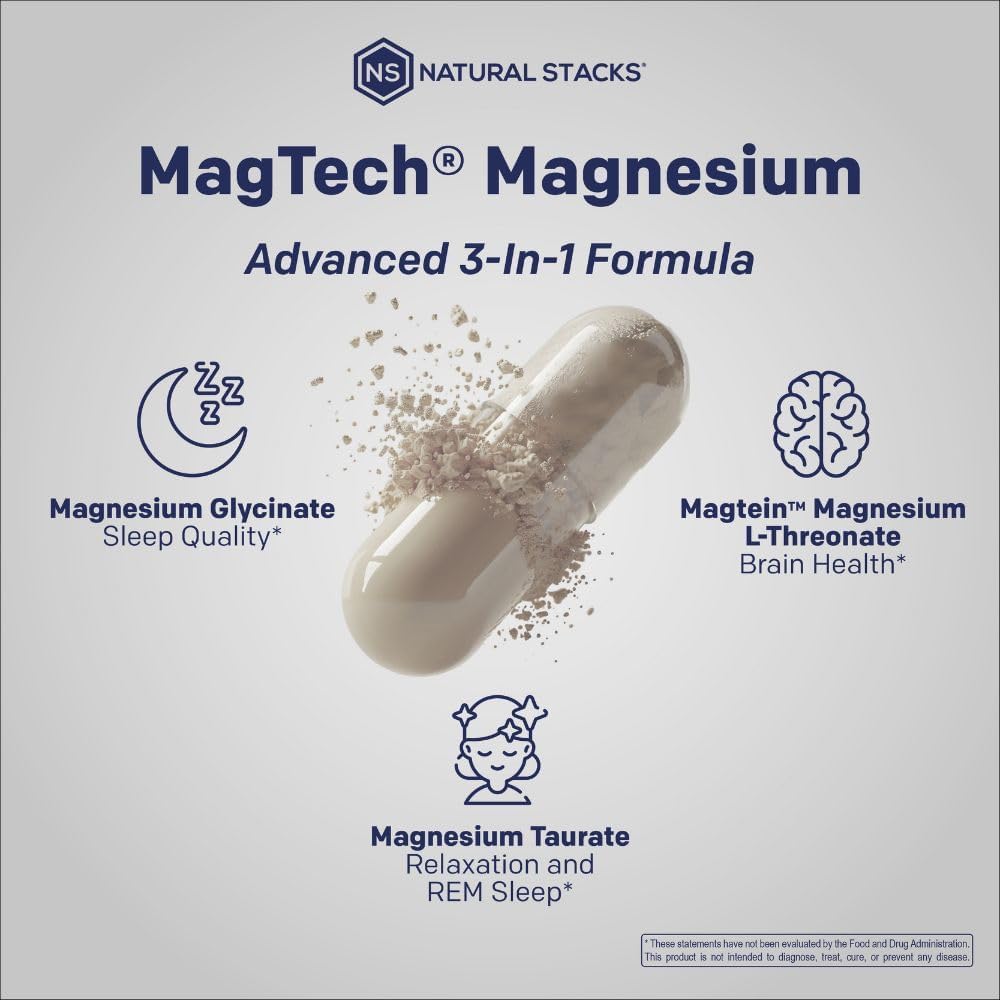 NATURAL STACKS MagTech Magnesium Complex capsules in a bowl
