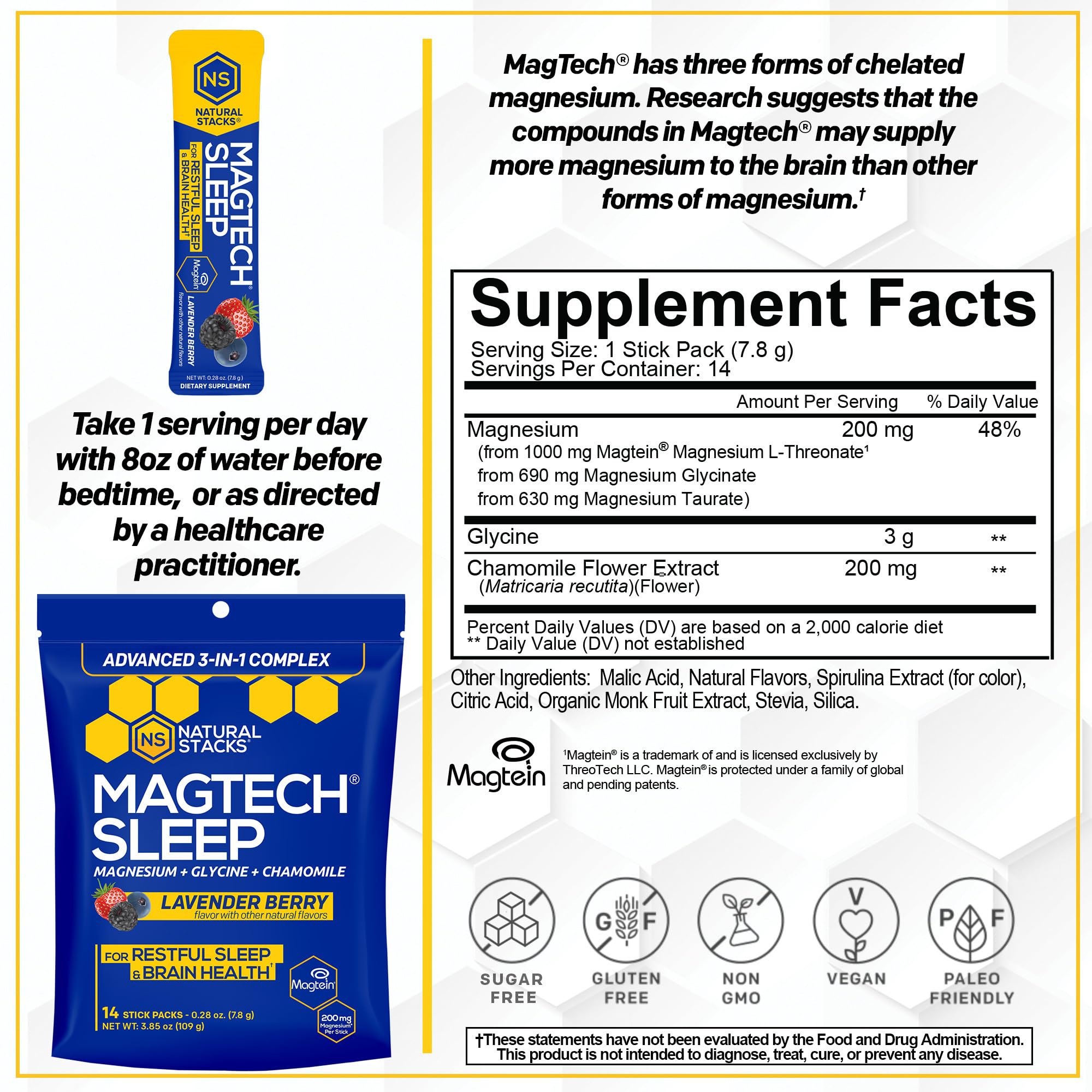 NATURAL STACKS MagTech Sleep supplement bottle side view