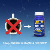 NATURAL STACKS NeuroAlert supplement on a wooden table