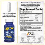 NATURAL STACKS NeuroAlert supplement side view showing ingredients
