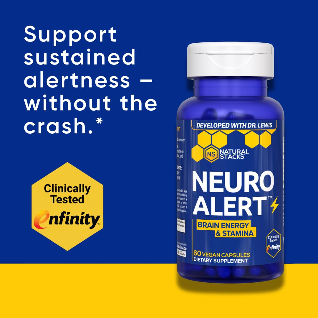 NATURAL STACKS NeuroAlert supplement with a measuring spoon