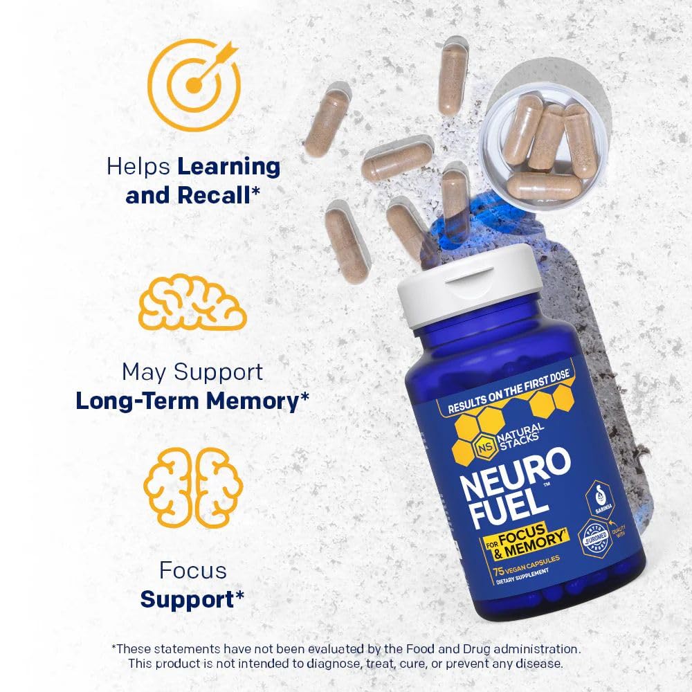 NATURAL STACKS NeuroFuel Focus Supplement with ingredients