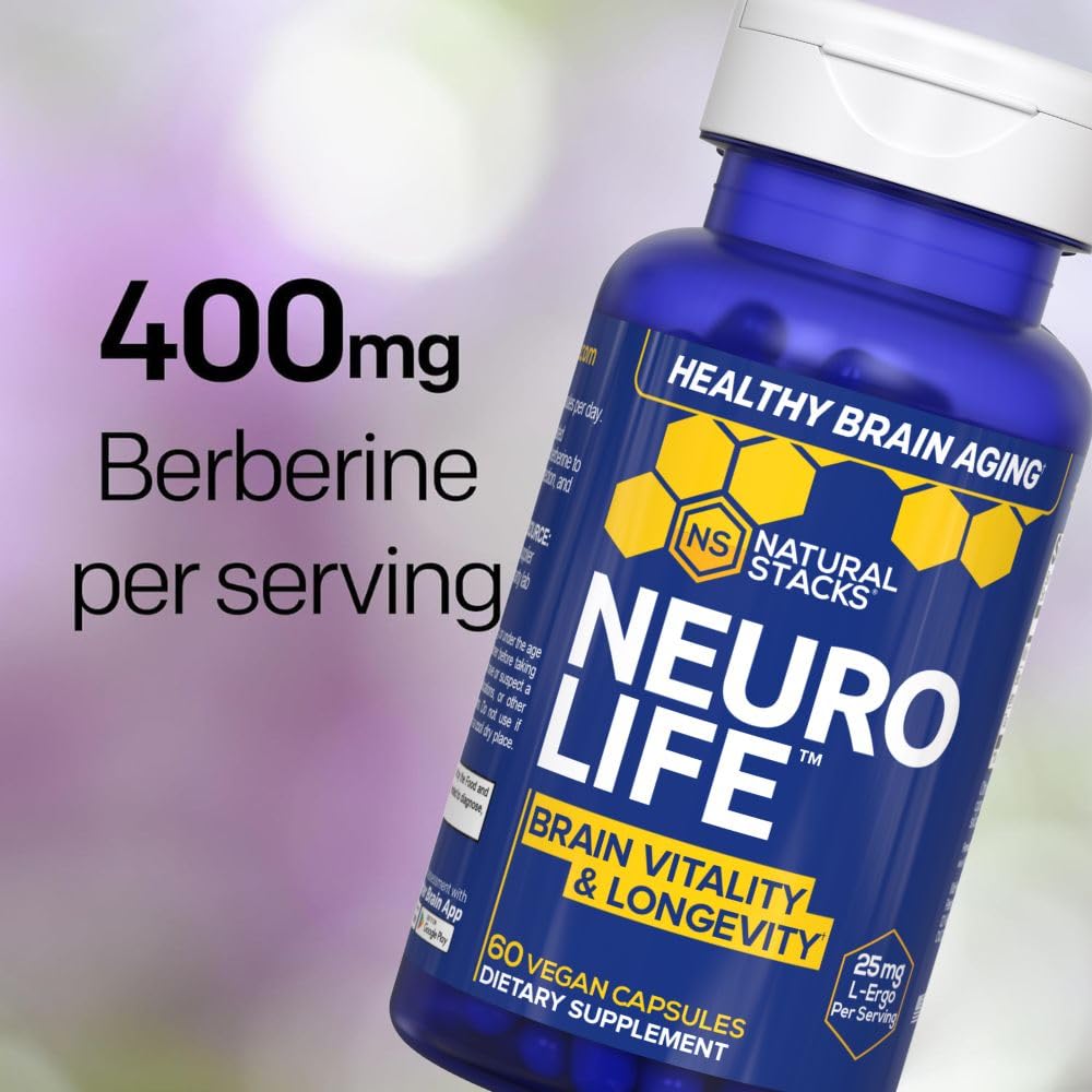 NATURAL STACKS NeuroLife Brain Supplement back view with ingredient list
