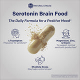 NATURAL STACKS Serotonin Support Formula capsules in a clear bottle