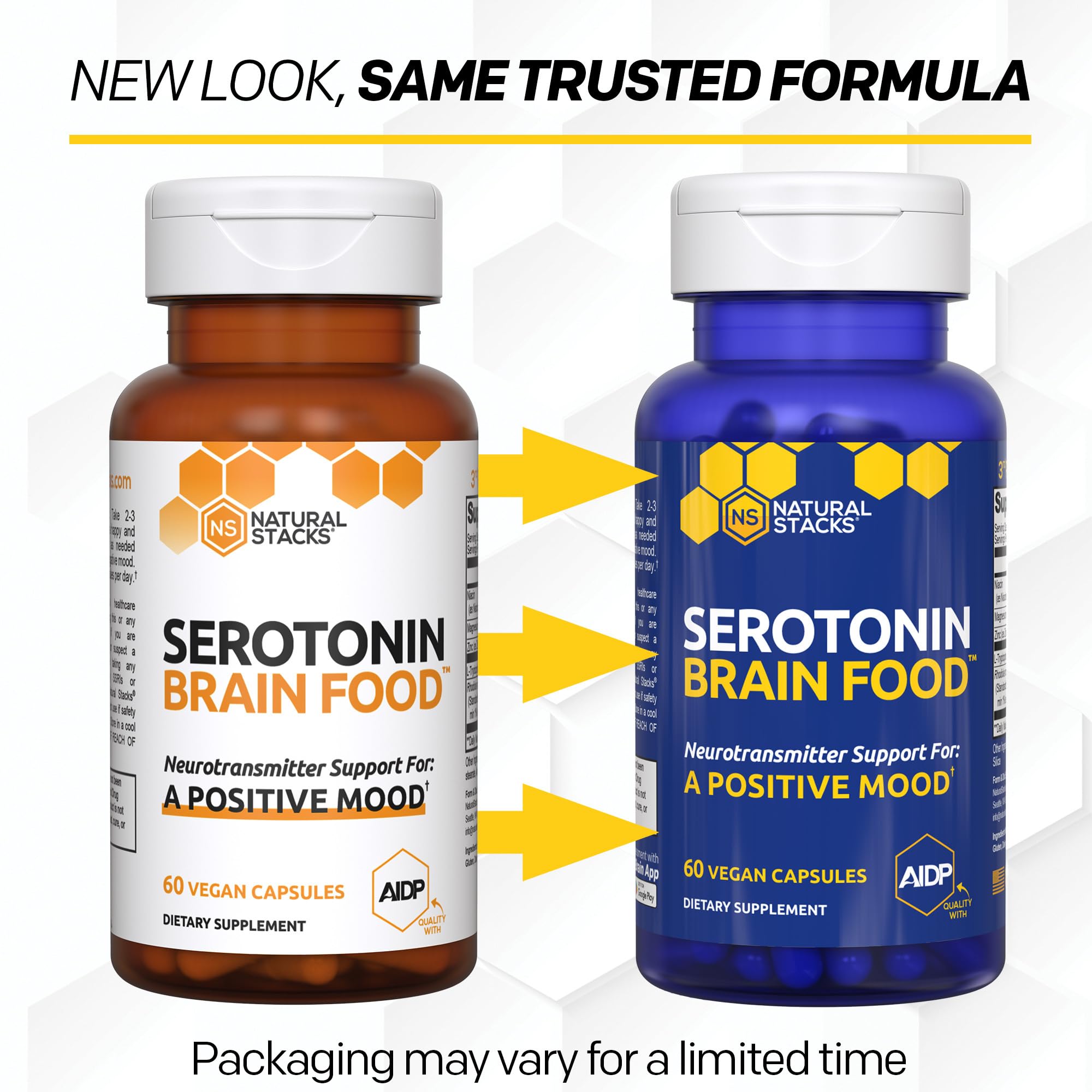 NATURAL STACKS Serotonin Support Formula on a wooden table