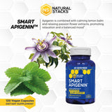 NATURAL STACKS Smart Apigenin Sleep Supplement with a glass of water