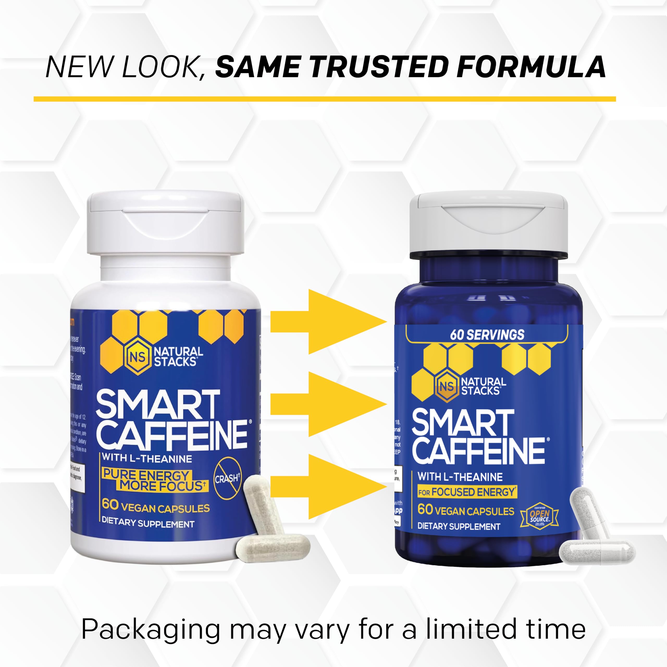 NATURAL STACKS Smart Caffeine Supplement with green tea leaves