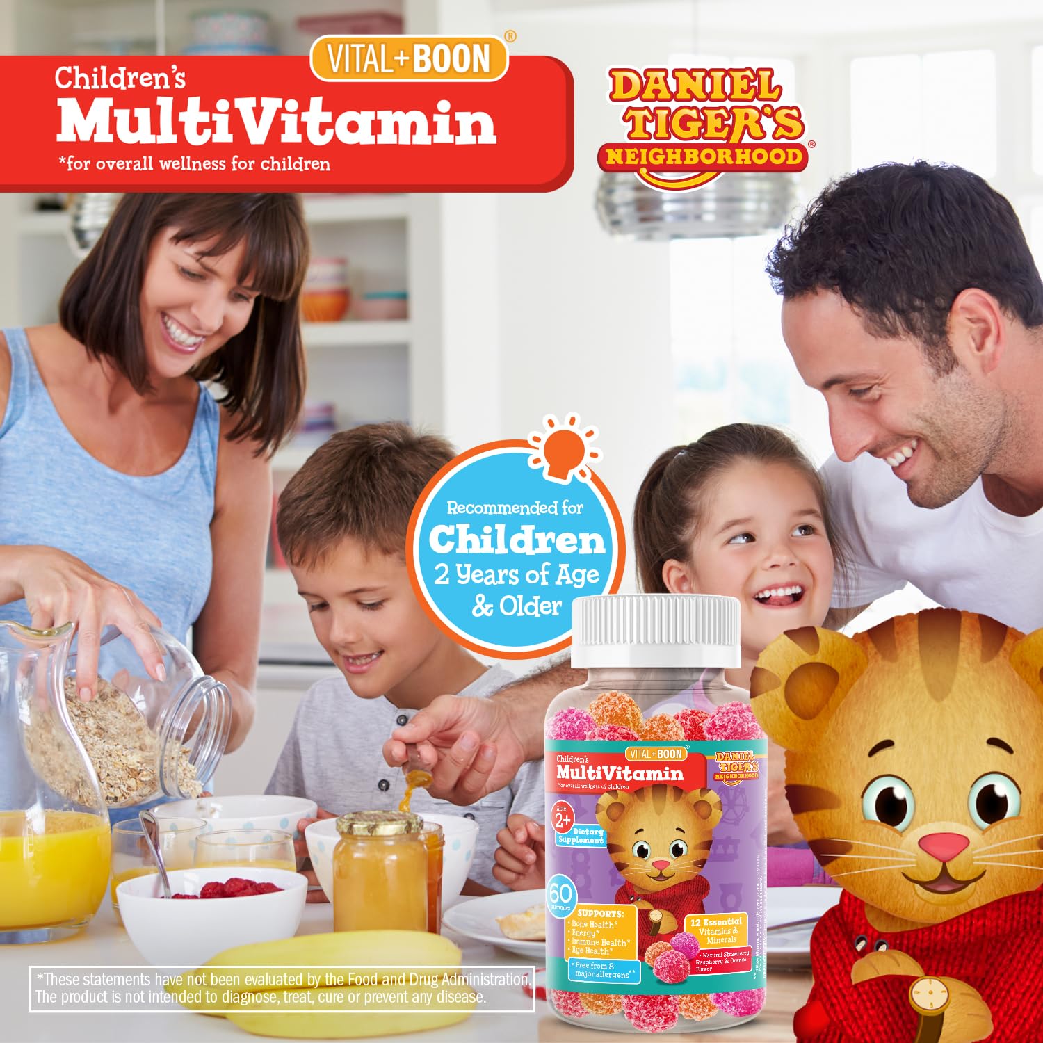 Natural strawberry flavour of Vital+Boon Gummy Multivitamins