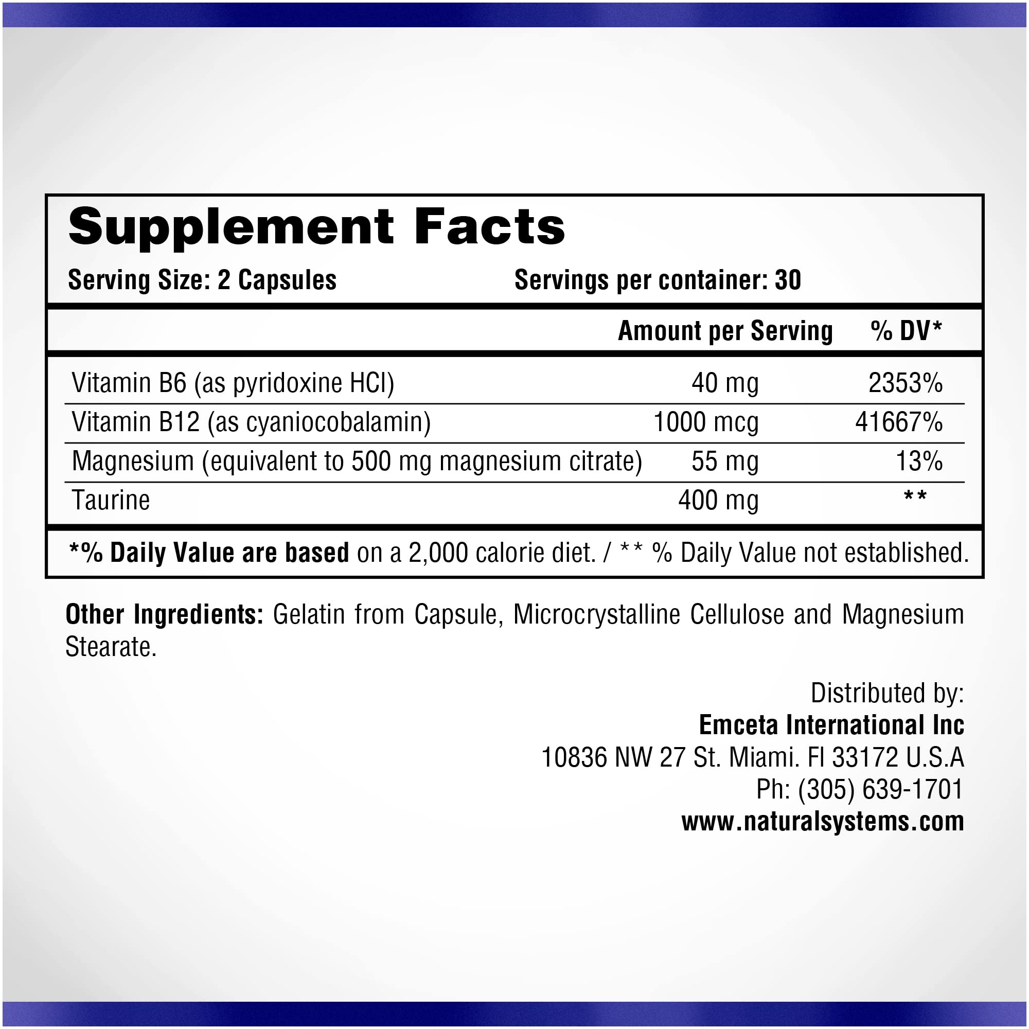 Natural Systems Magnesium Citrate Capsules displayed with a glass of water