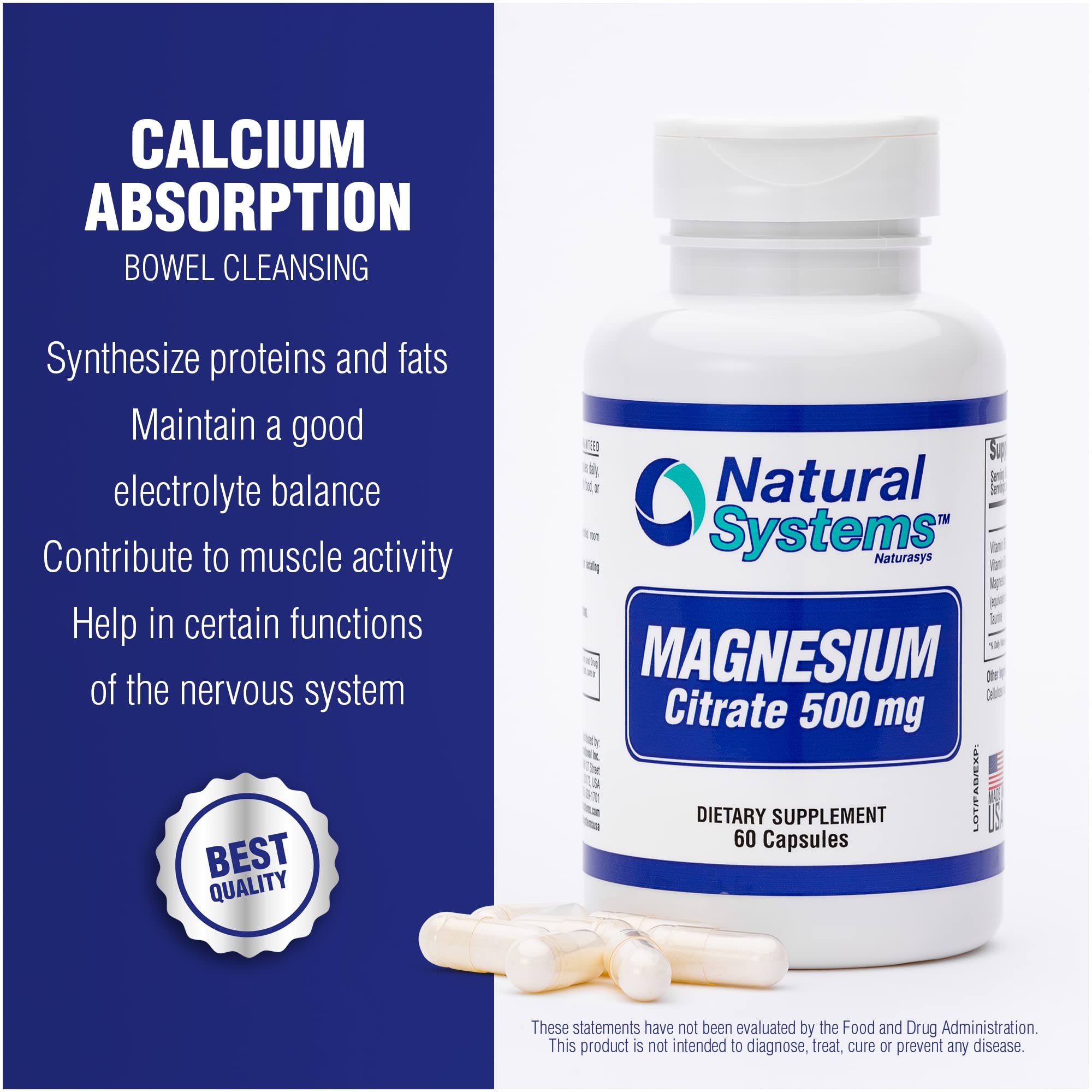 Natural Systems Magnesium Citrate Capsules in a health setting