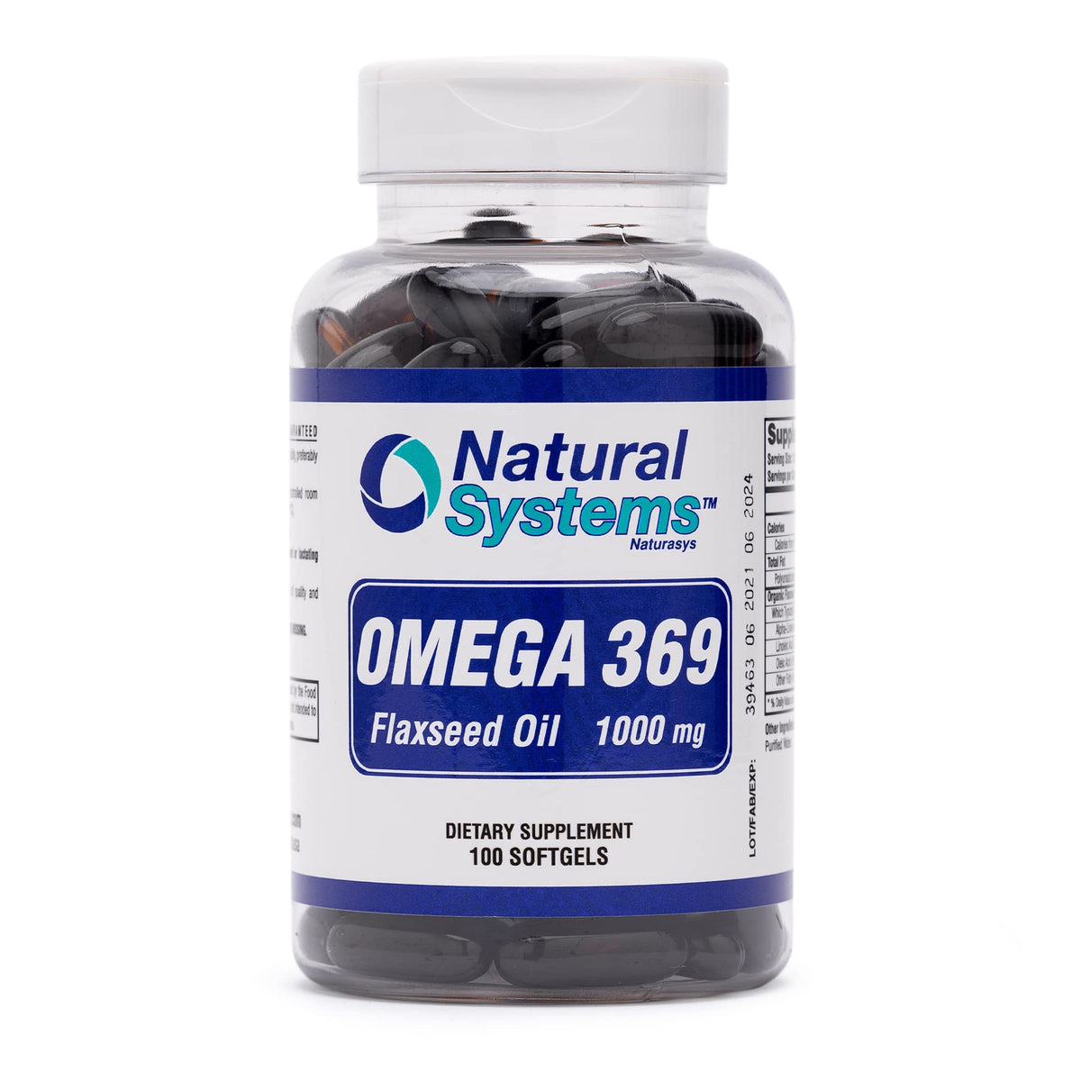Natural Systems Naturasys Flax Seed Oil Omega 3 6 9 Softgels front view