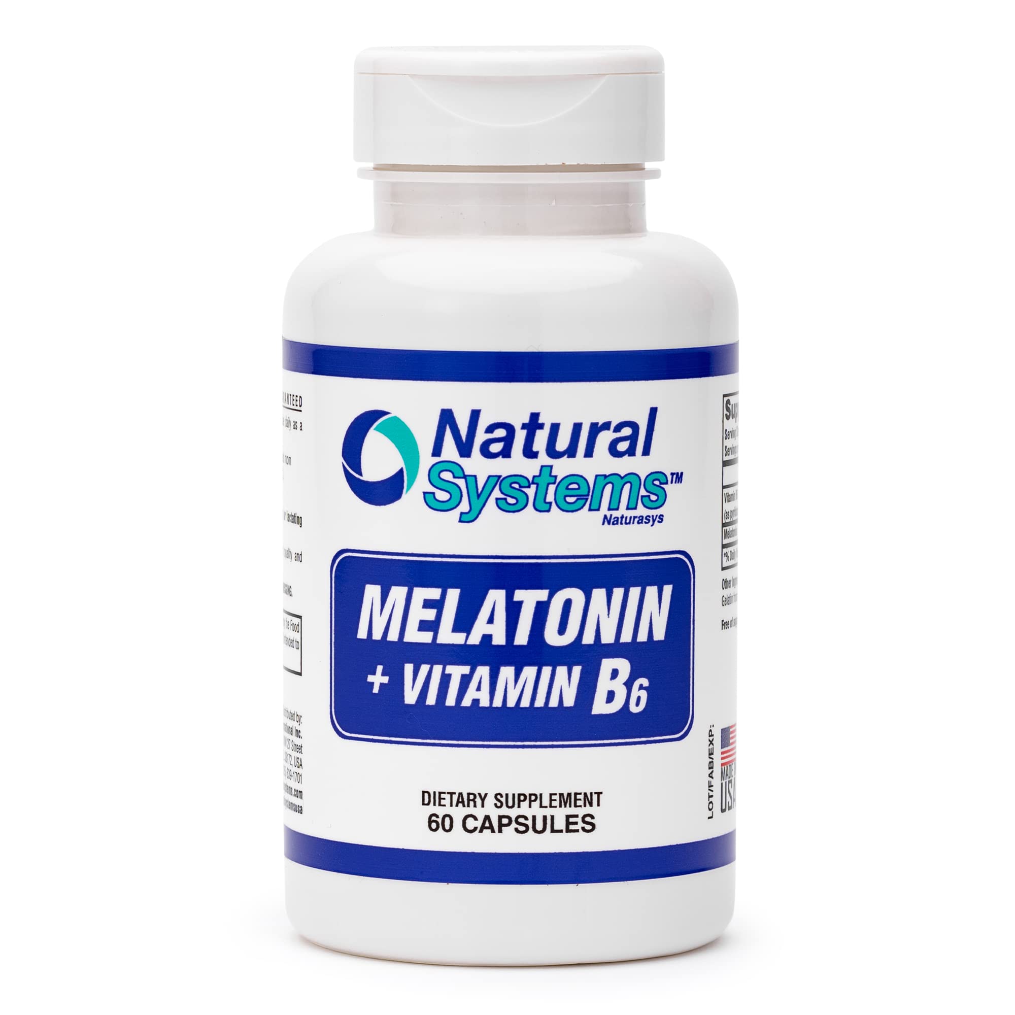 Natural Systems Naturasys Melatonin 3 Mg + Vitamin B6 60 Capsules front view