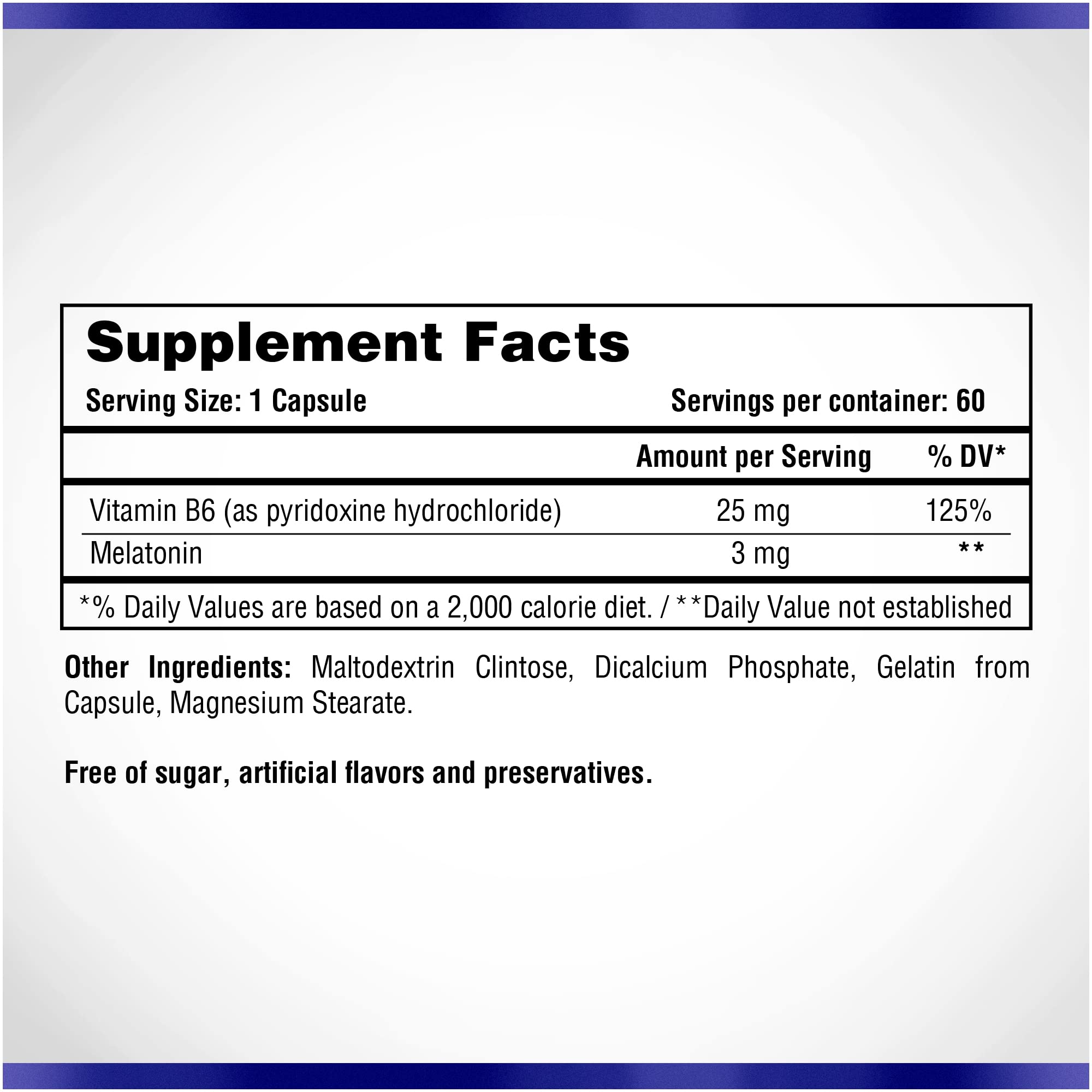 Natural Systems Naturasys Melatonin 3 Mg + Vitamin B6 60 Capsules side view