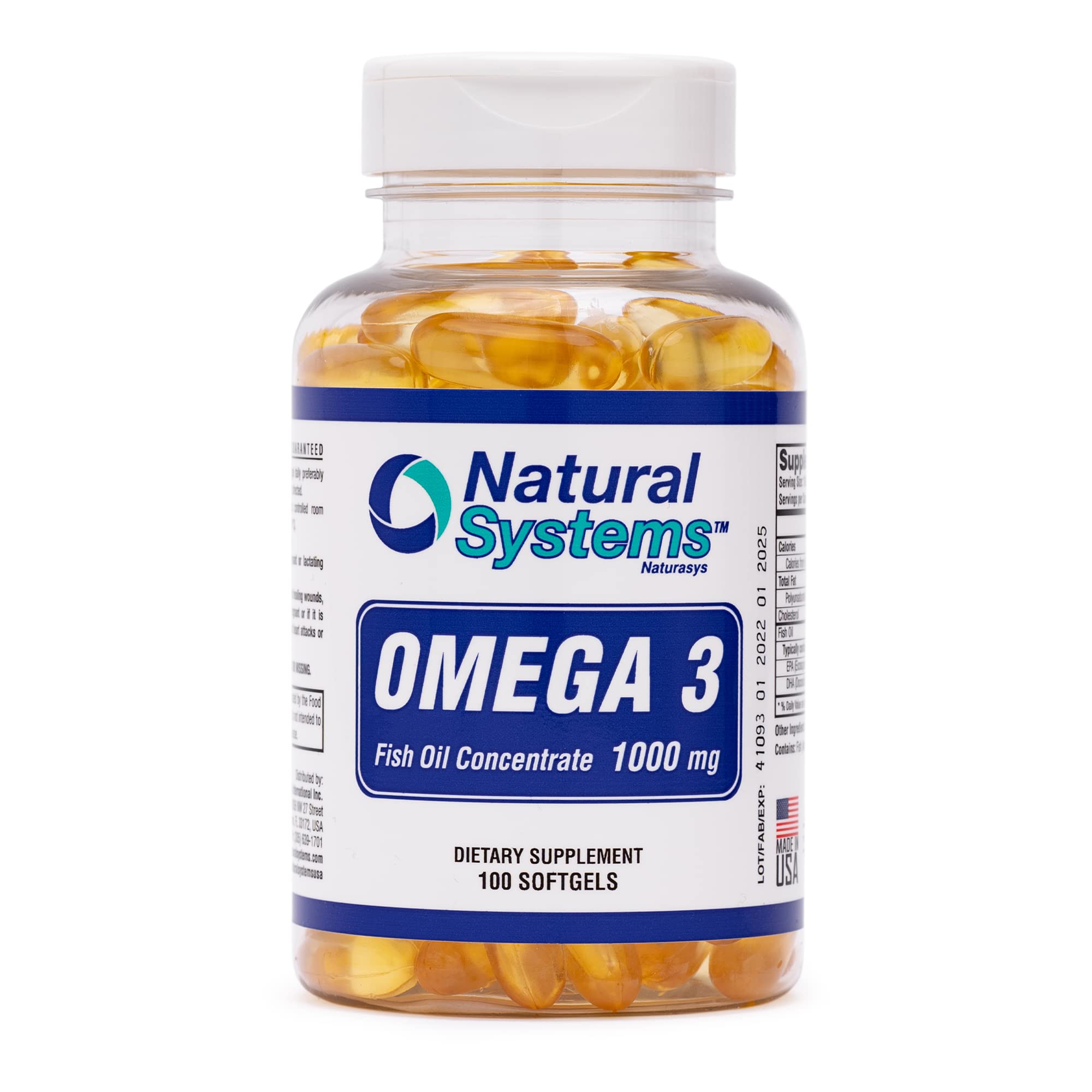 Natural Systems Omega 3 Fish Oil 1000mg Softgels front view