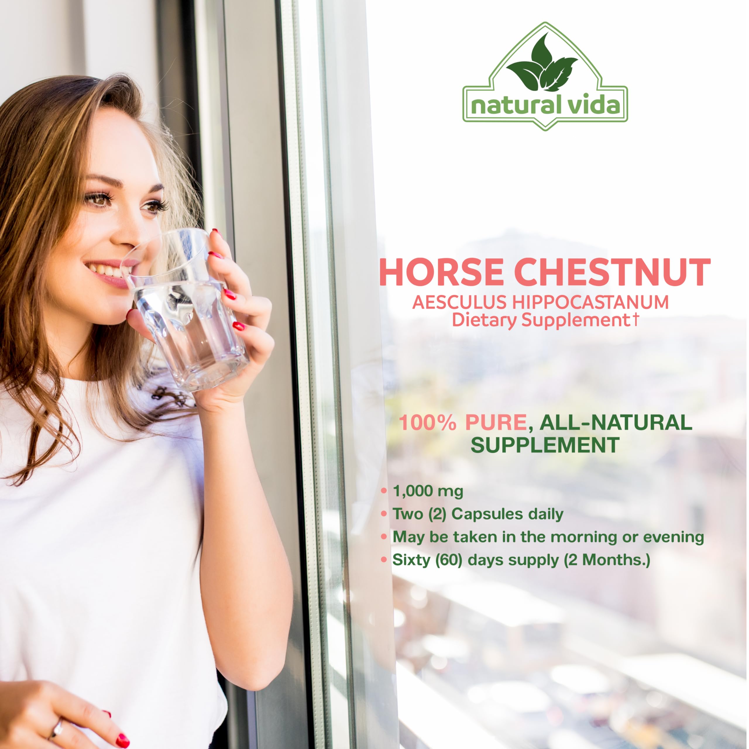 Natural Vida Horse Chestnut bottle with natural background