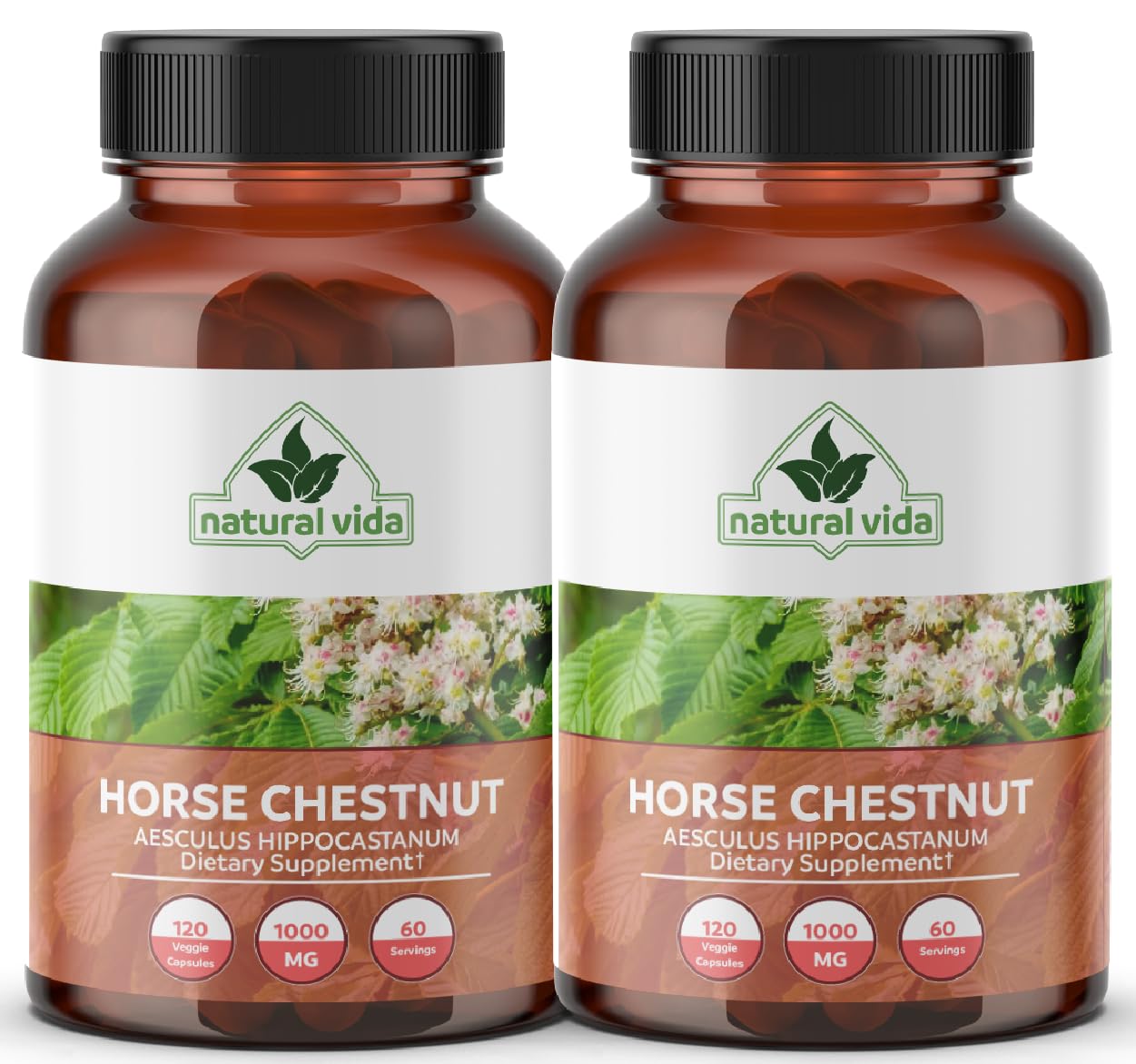 Natural Vida Horse Chestnut supplement capsules close-up