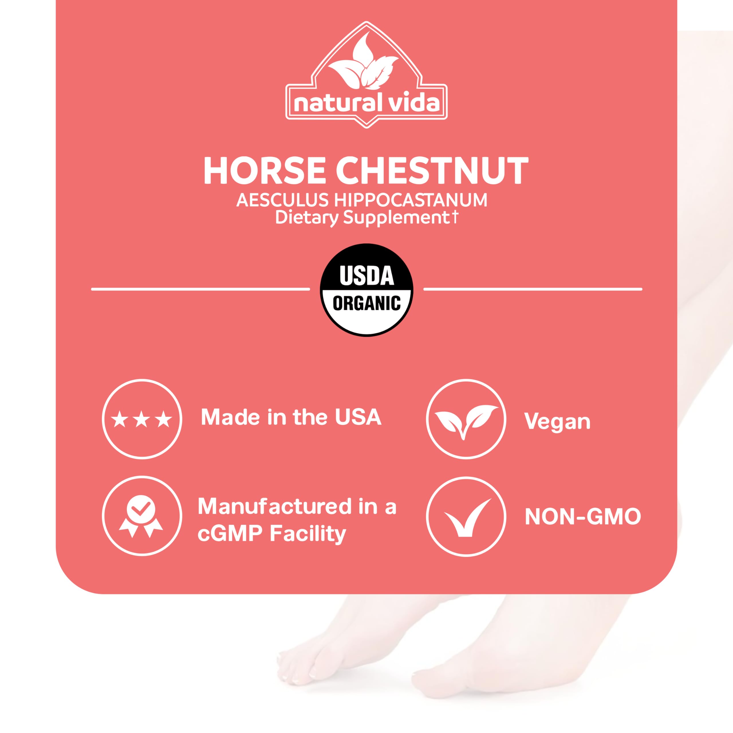 Natural Vida Horse Chestnut supplement with measuring spoon