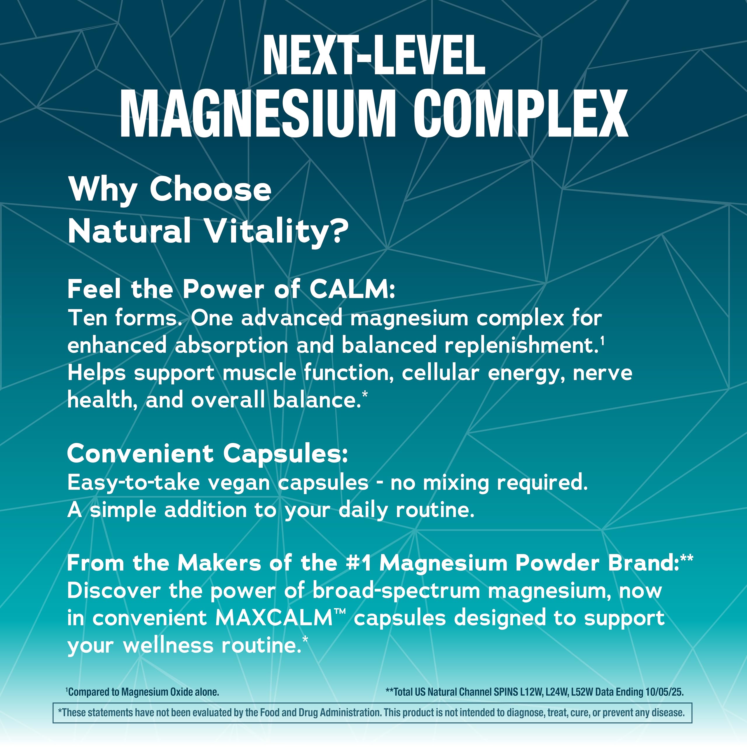 Natural Vitality CALM 10-in-1 Magnesium Complex on a wooden table