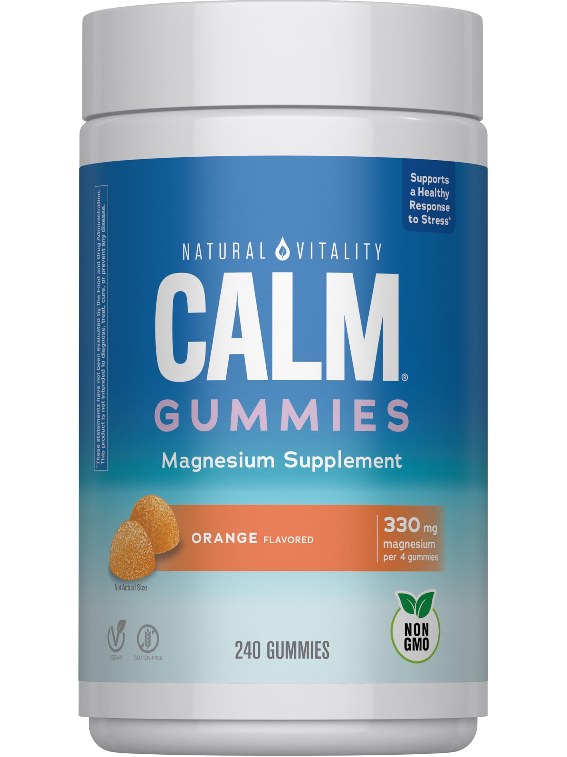 Natural Vitality CALM Gummies 762g front view with orange flavour