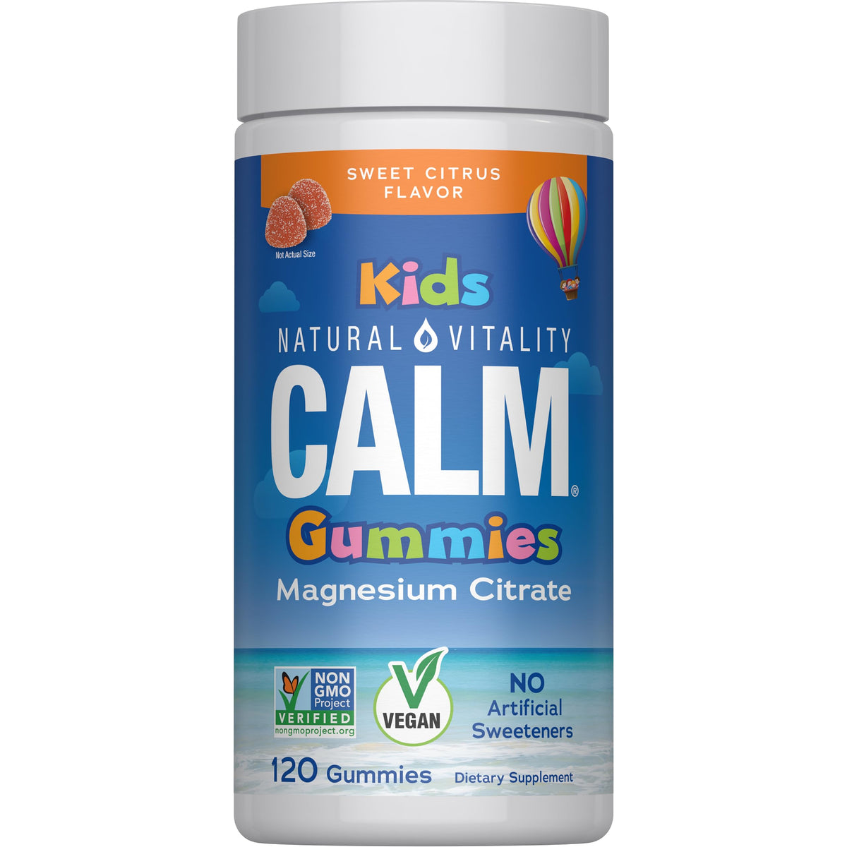 Natural Vitality Calm Kids Magnesium Gummies 120 Count front view