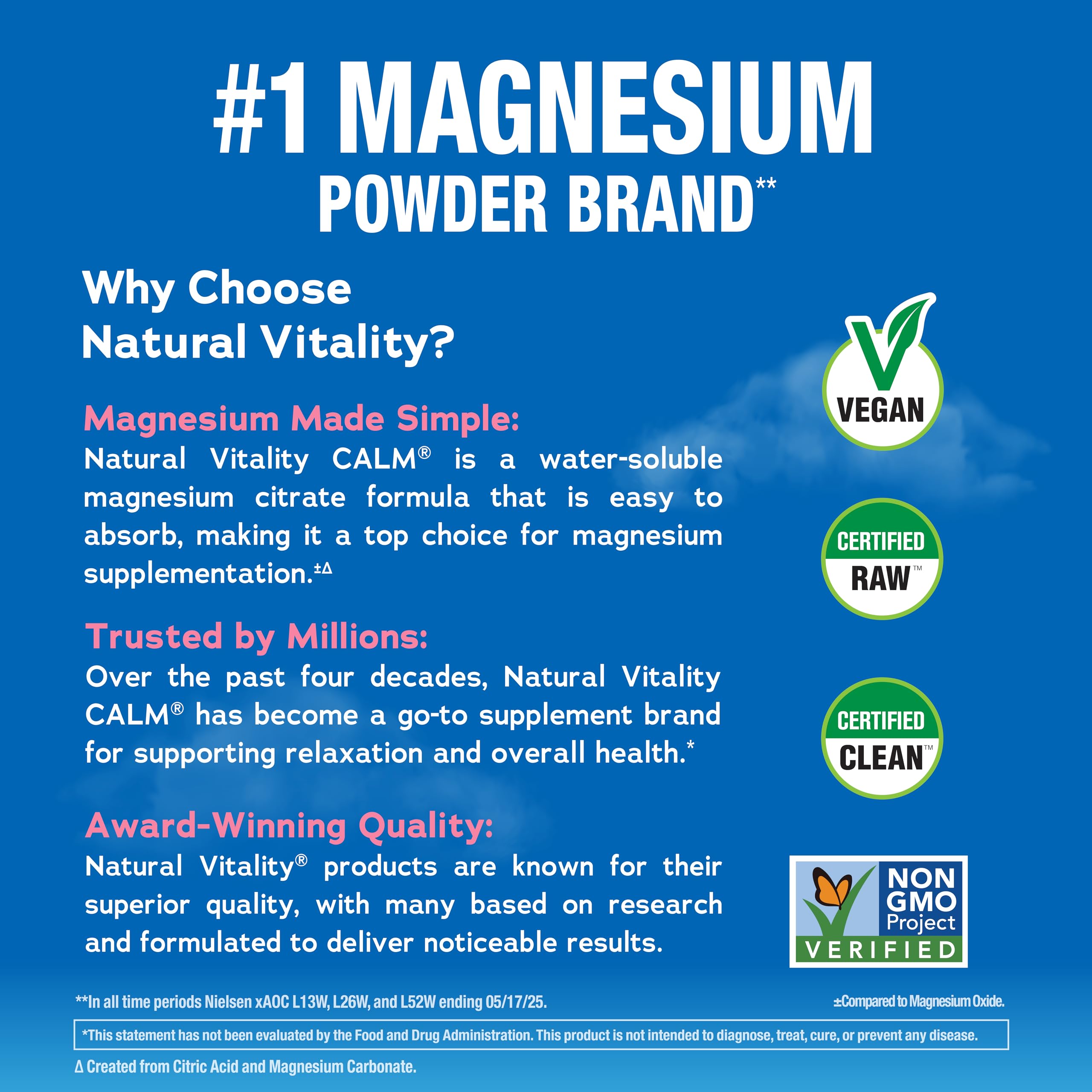 Natural Vitality CALM Magnesium Drink Mix 227g back view