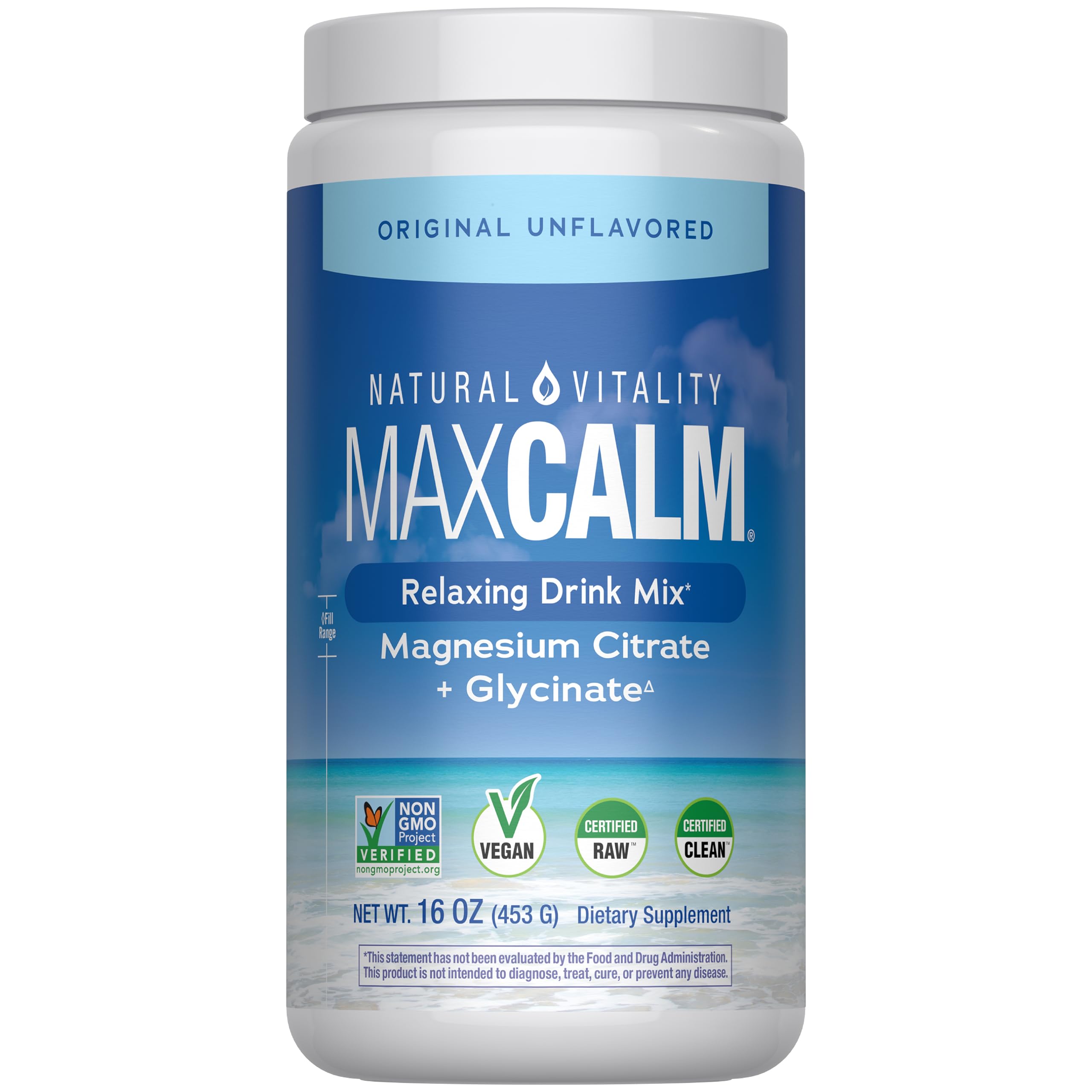 Natural Vitality CALM Magnesium Drink Mix 454g front view