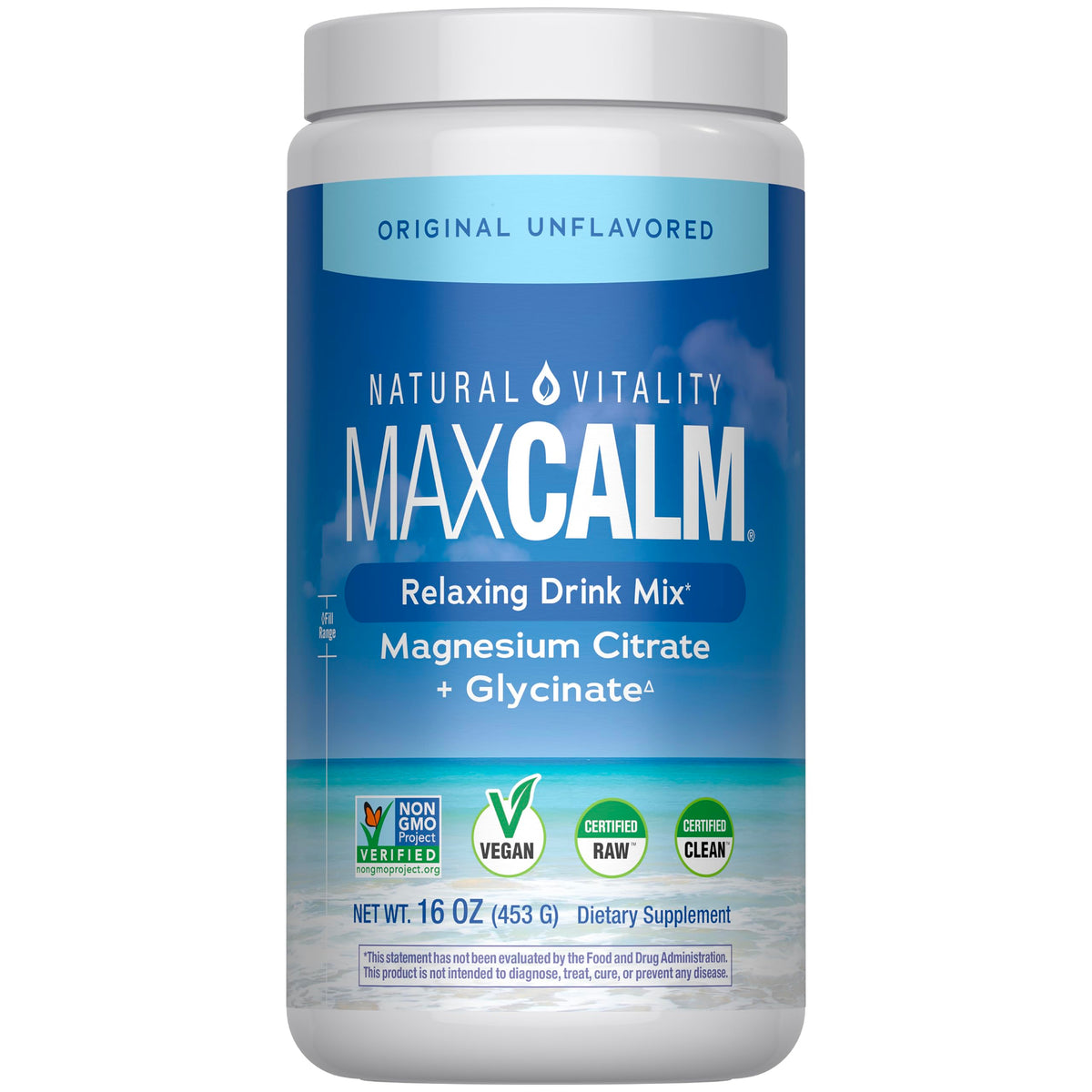 Natural Vitality CALM Magnesium Drink Mix 454g front view