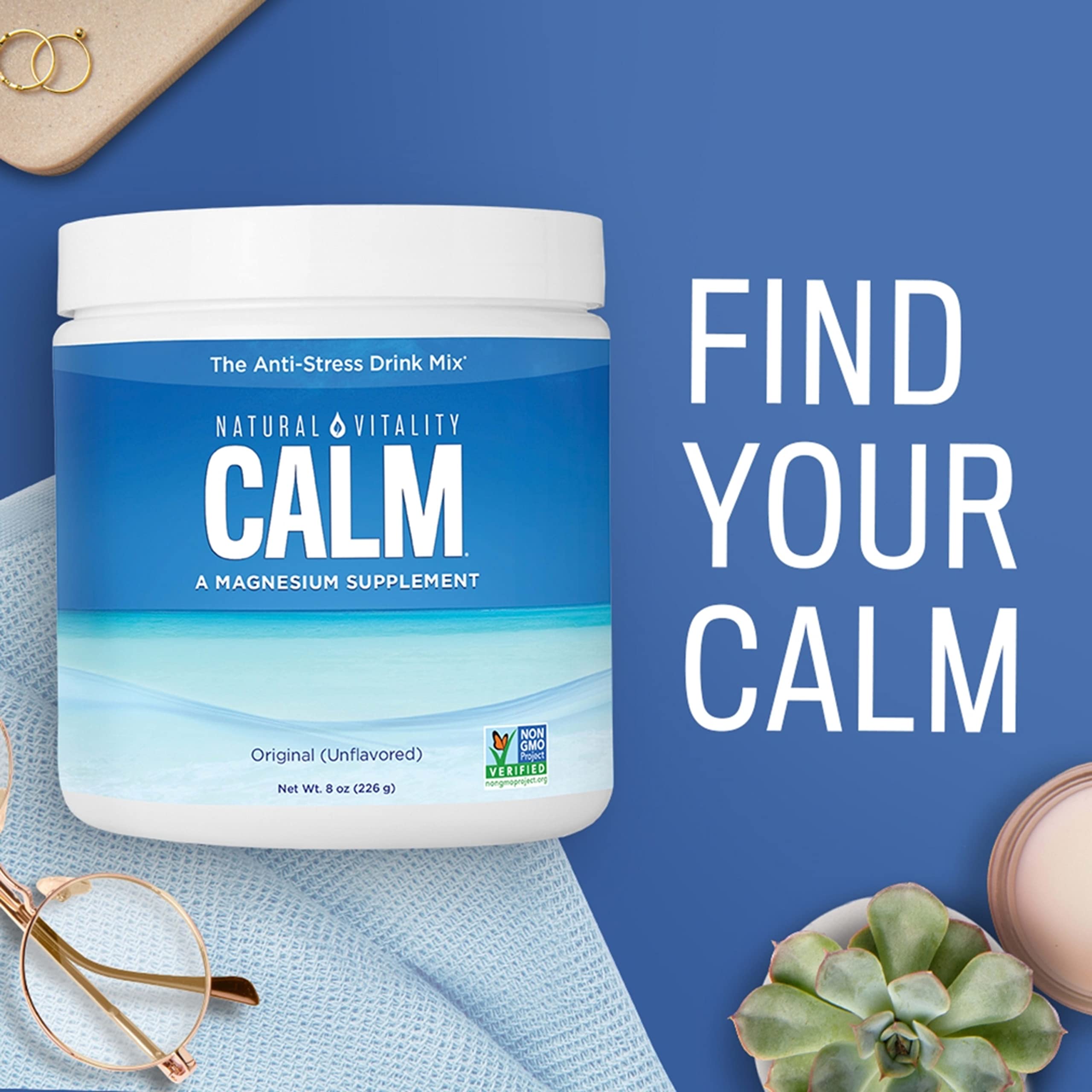 Natural Vitality CALM Magnesium Drink Mix 454g serving suggestion