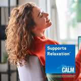 Natural Vitality CALM Magnesium Drink Mix cherry flavour powder in a glass