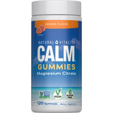 Natural Vitality Calm Magnesium Gummies 120 count orange flavour front view