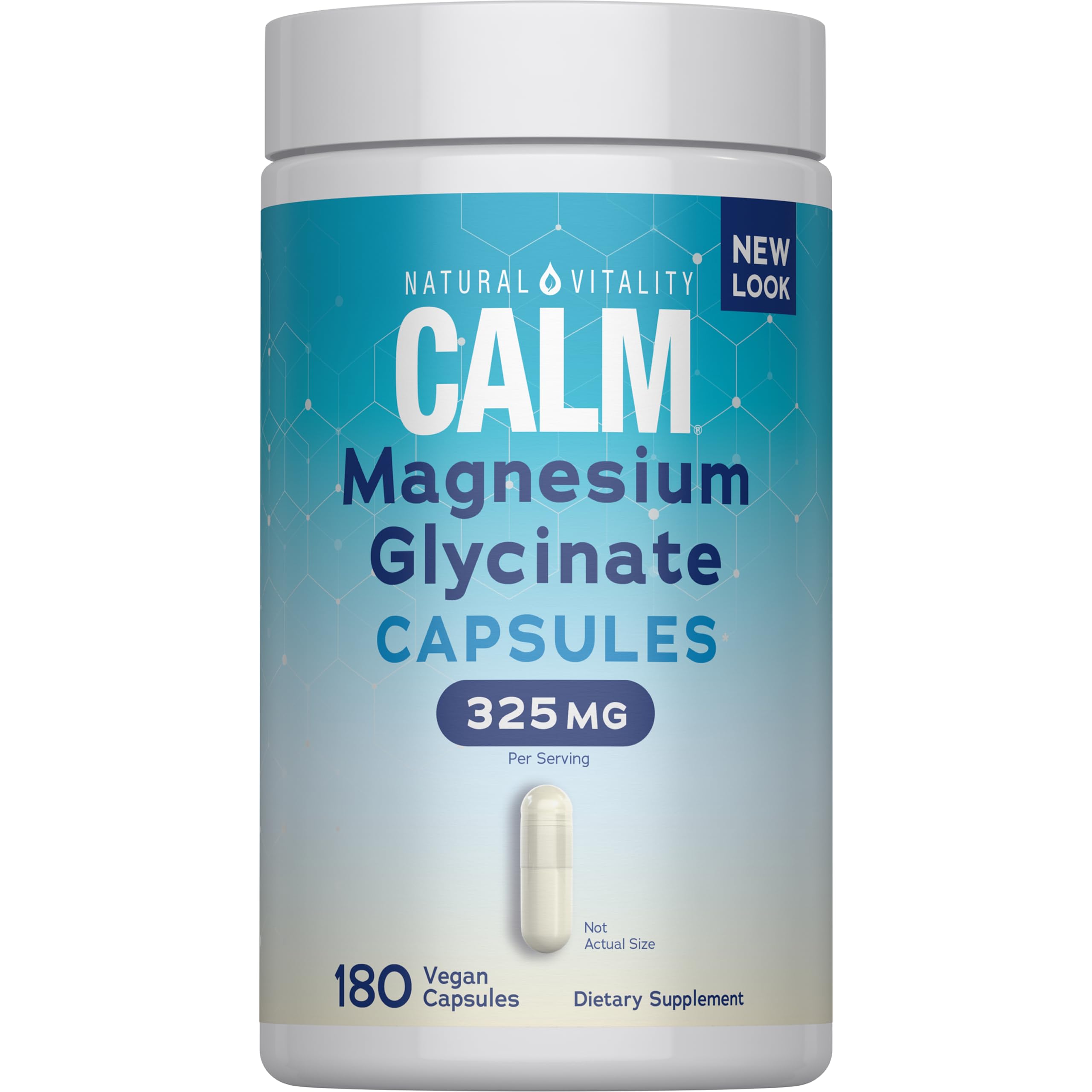 Natural Vitality Calm Magnesium Supplement Capsules 180 count front view