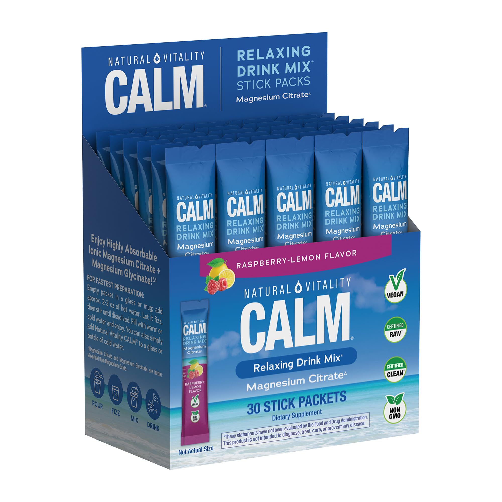 Natural Vitality Calm Magnesium Supplement Drink Mix 30 packets front view