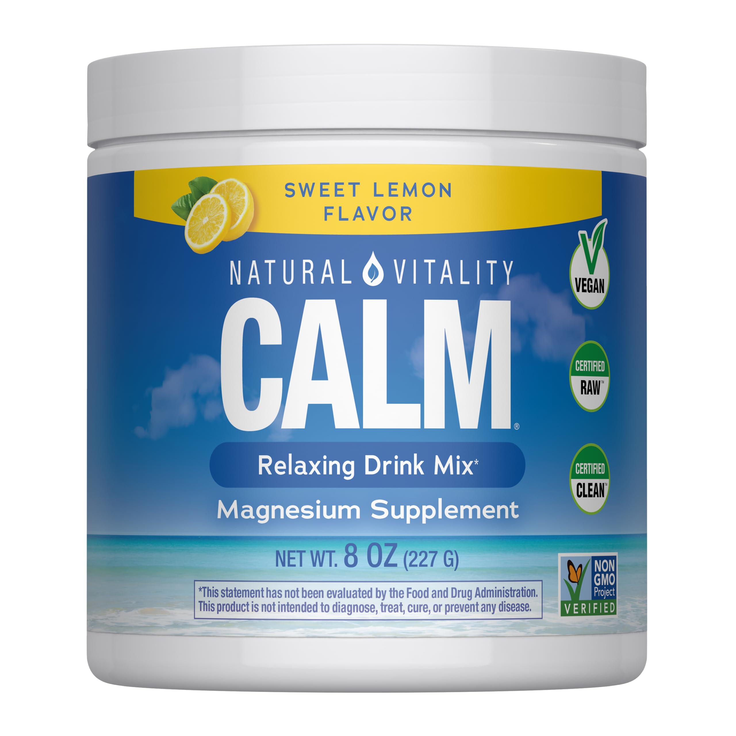 Natural Vitality CALM Magnesium Supplement Drink Mix 8oz front view