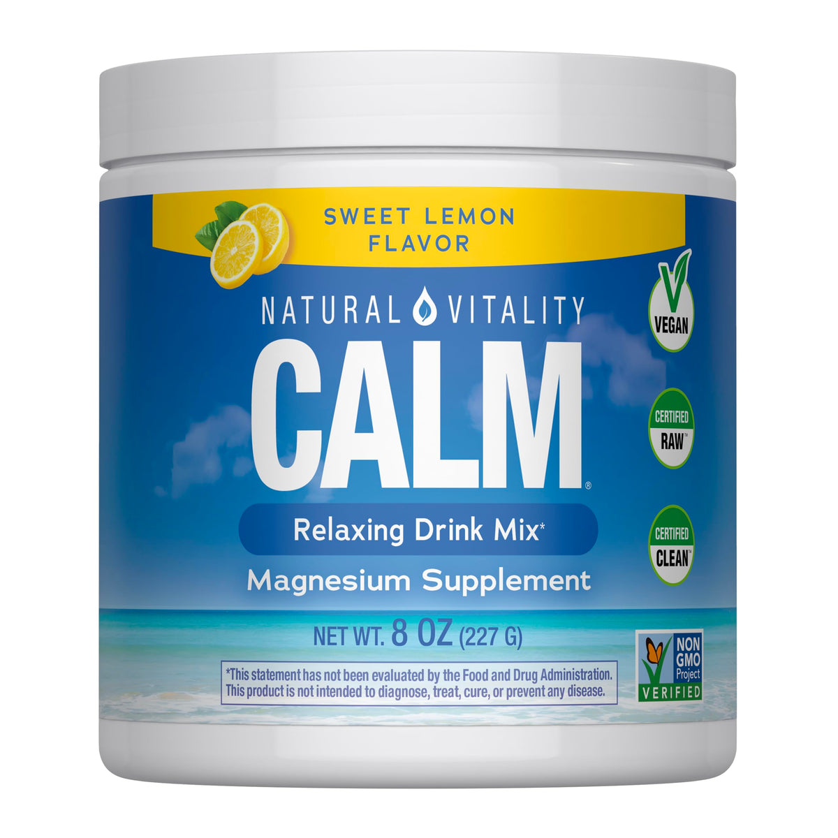 Natural Vitality CALM Magnesium Supplement Drink Mix 8oz front view