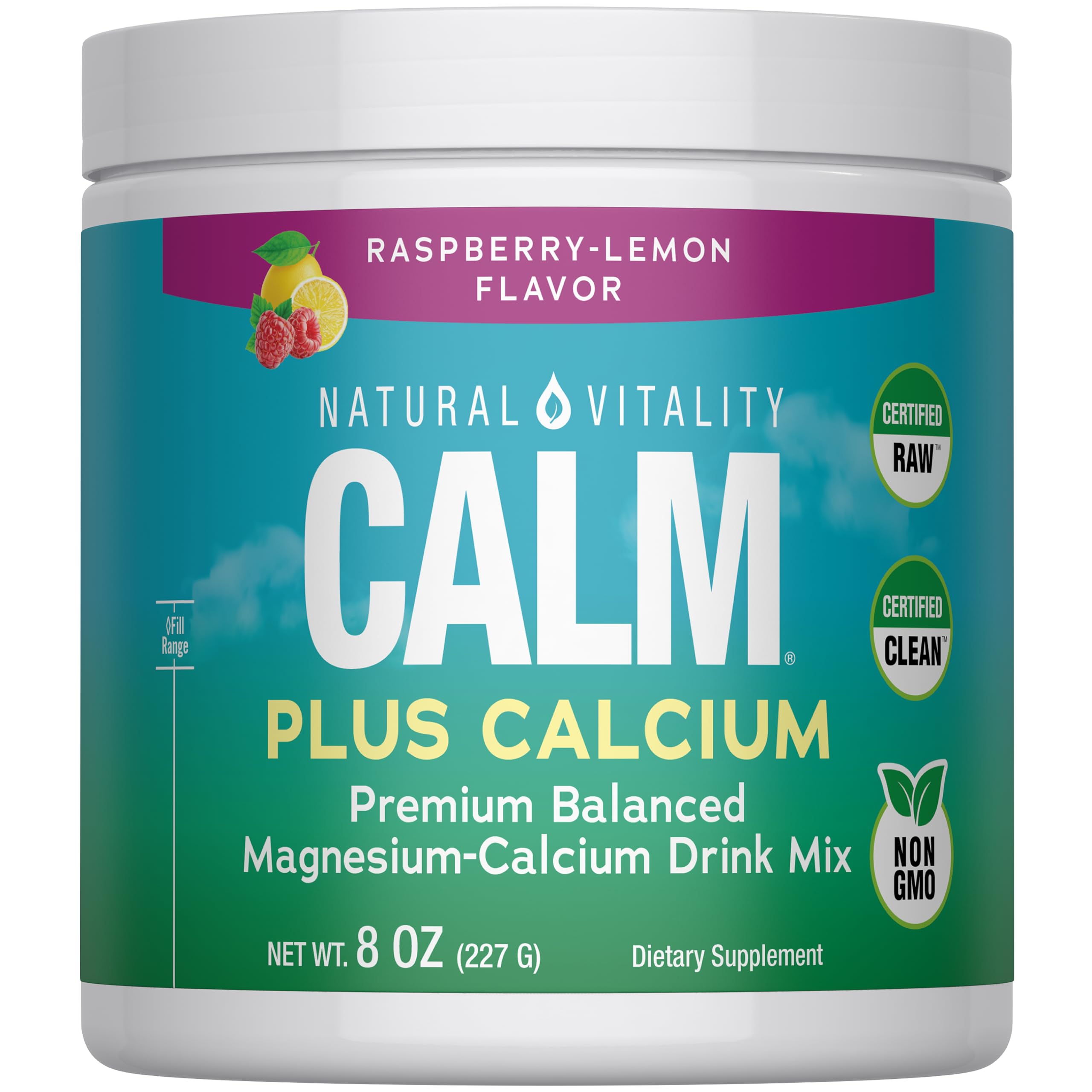 Natural Vitality CALM Magnesium Supplement Drink Mix Plus Calcium 8 oz front view