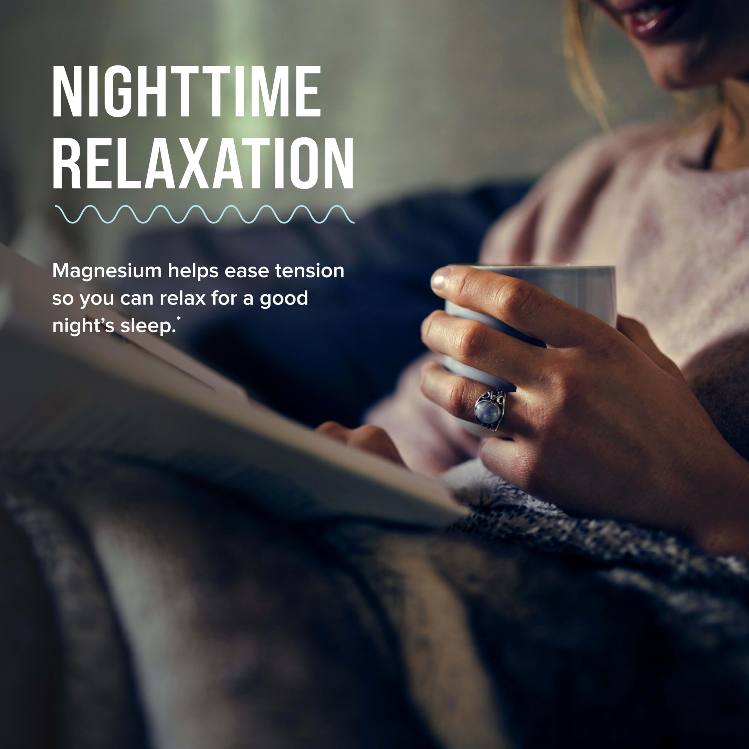 Natural Vitality CALM Mind Magnesium Supplement Drink Mix 340g with a glass of fizzy drink