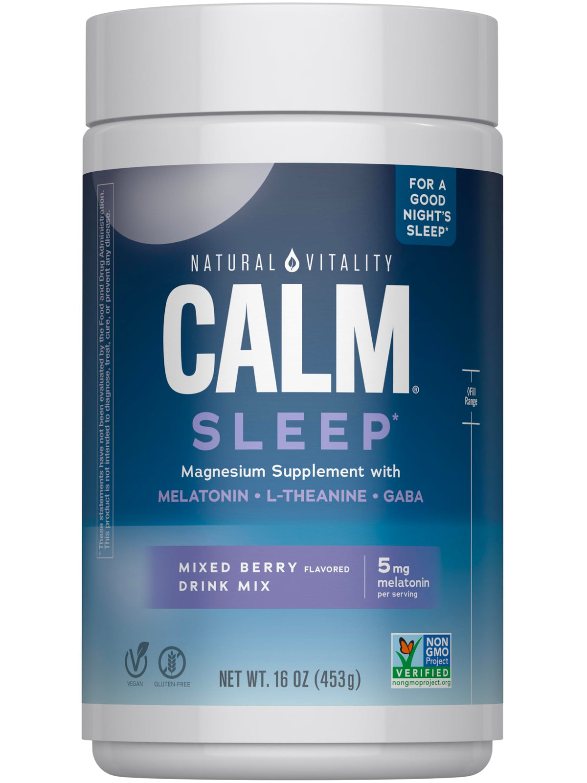 Natural Vitality Calm Sleep Magnesium Supplement Drink Mix 16 oz bottle front view