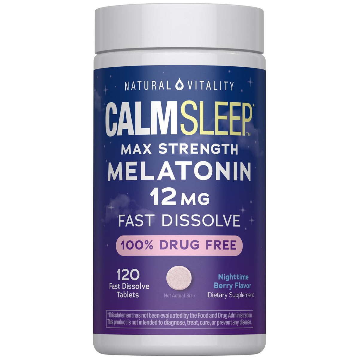 Natural Vitality Calm Sleep Melatonin Fast Dissolve Tablets front view